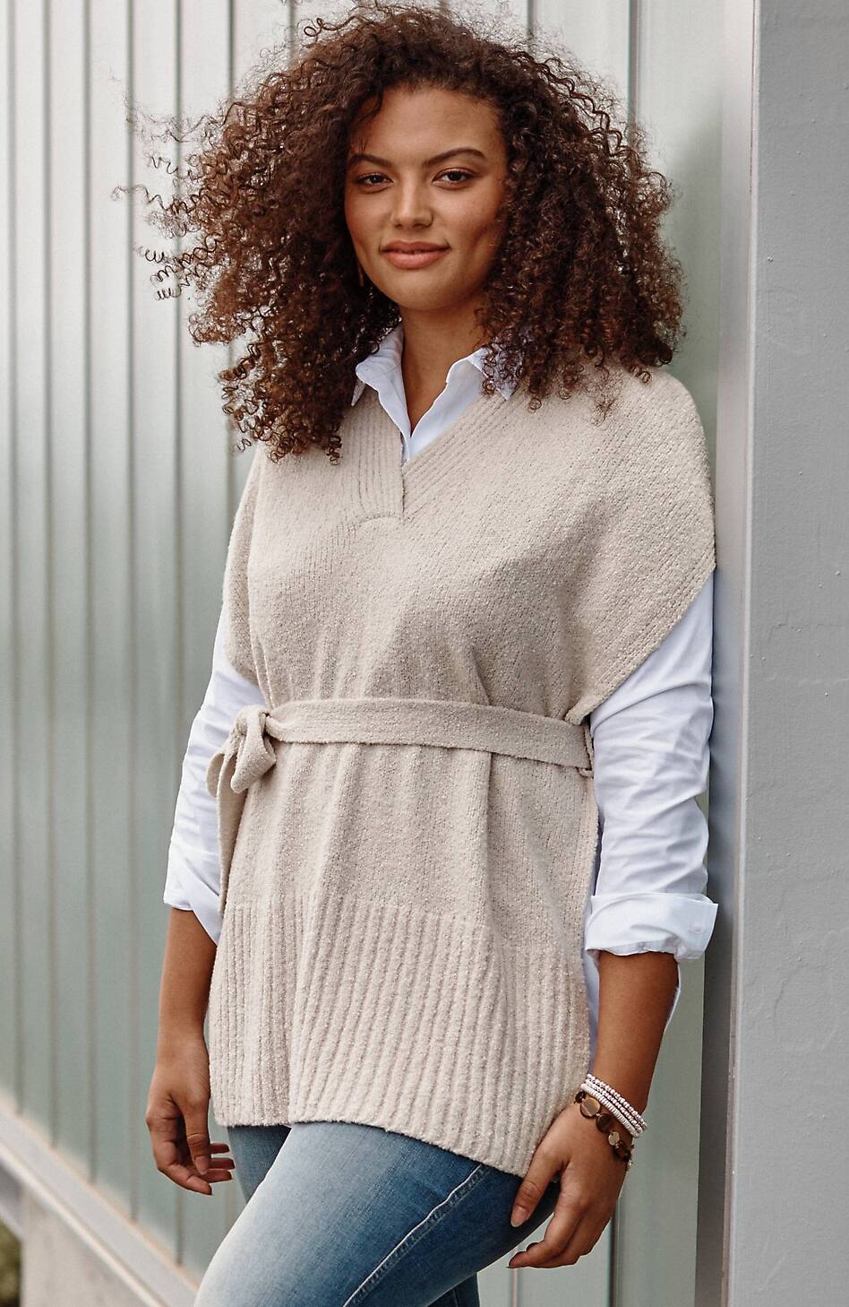 Belted Knit Poncho | JJill