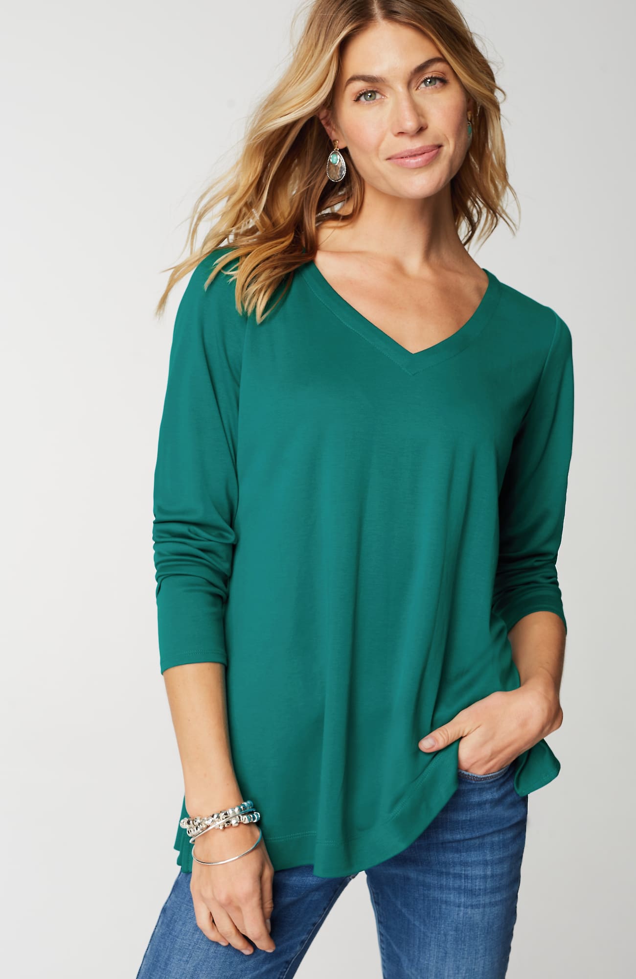 Jjill J.jill Simply Supima® Side-slit Tunic In Oceanside
