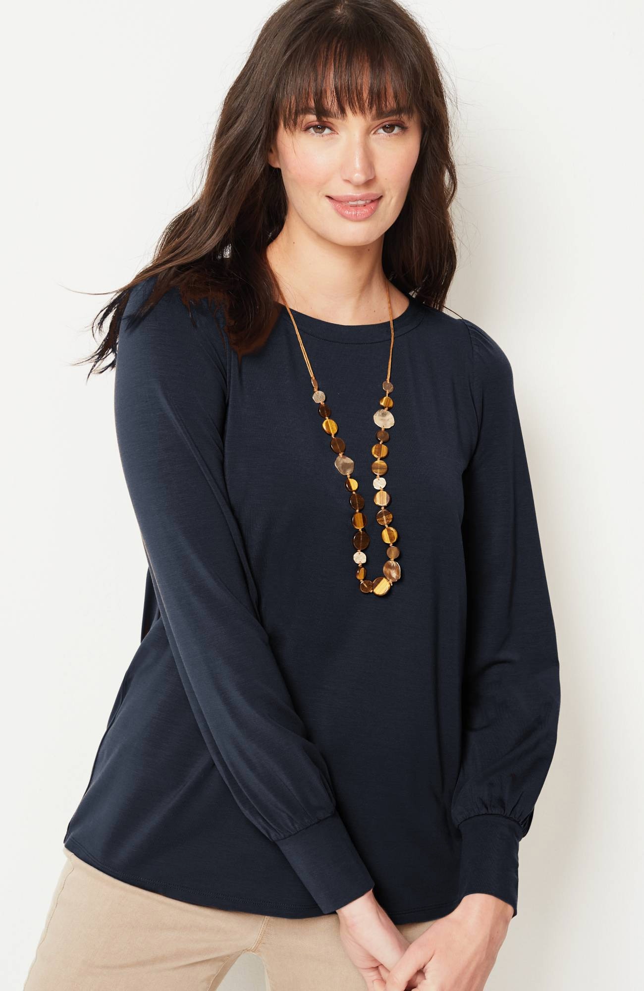 Buttoned-Back Cuffed Blouse