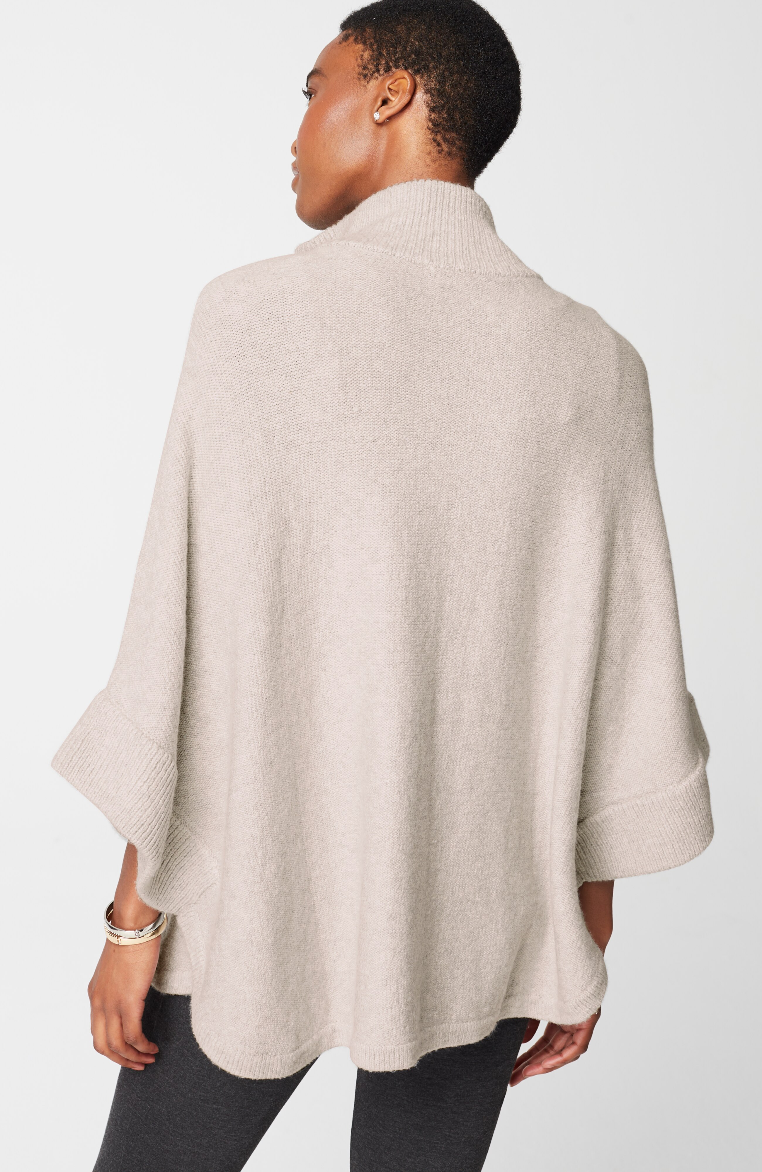 JACQUARD-KNIT ZIP-UP PONCHO | JJill