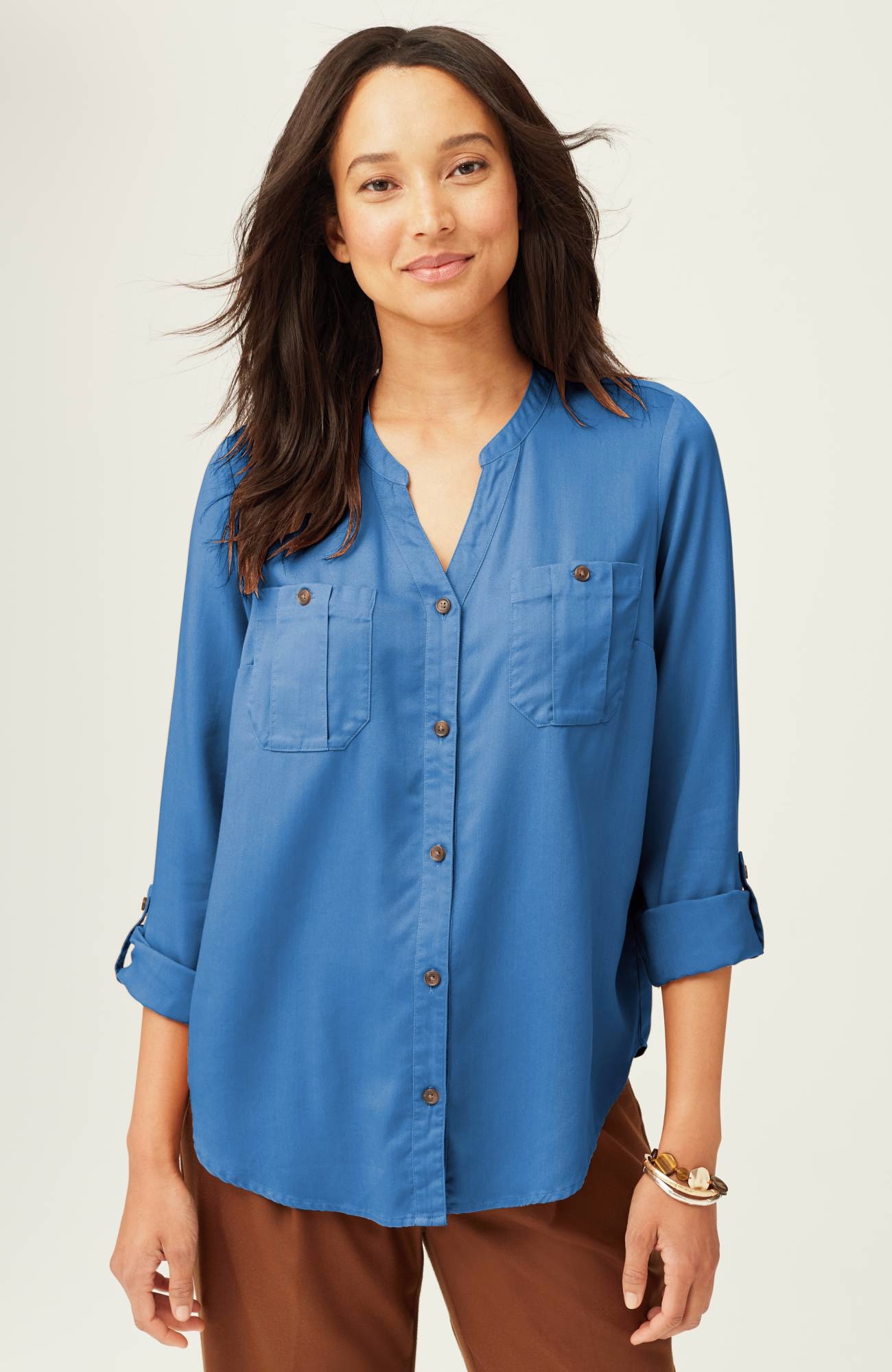 Overdyed Button-Front Camp Shirt
