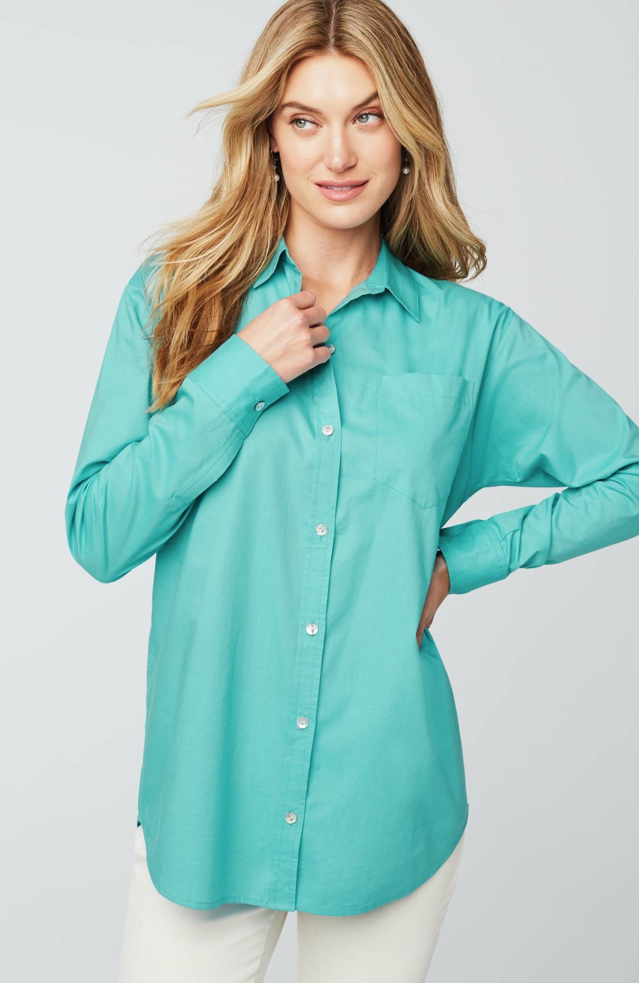 Button-Front Relaxed Tunic