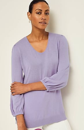 Image for Wearever Silk-Blend Blouson-Sleeve Sweater