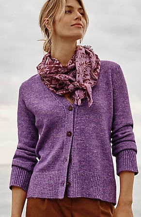 Image for Ribbed-Trim Button-Front Cardi