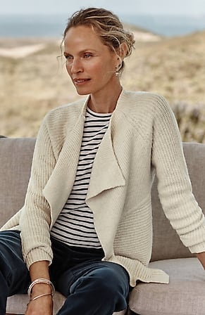 Image for Draped-Front Textured Cardi