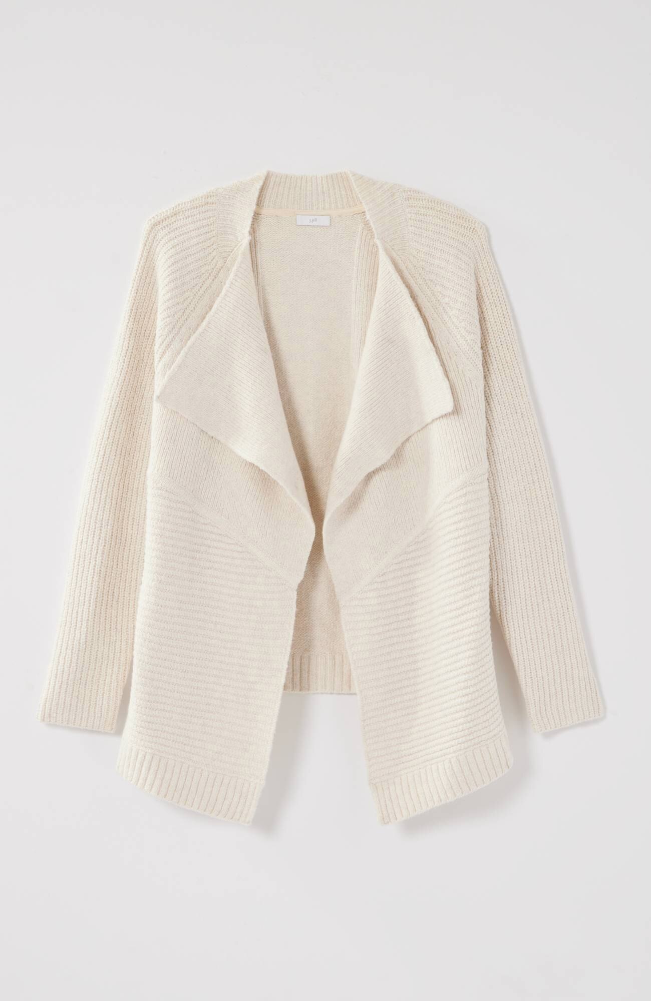 Draped-Front Textured Cardi
