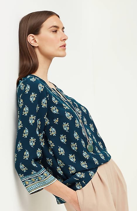 Element Juniors Cedar Allover-Printed Woven Blouse, Natural, Medium at   Women's Clothing store