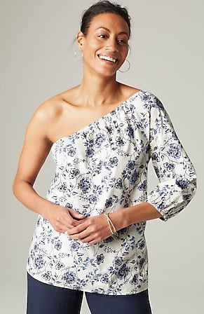 Image for One-Shoulder Puff-Sleeve Top