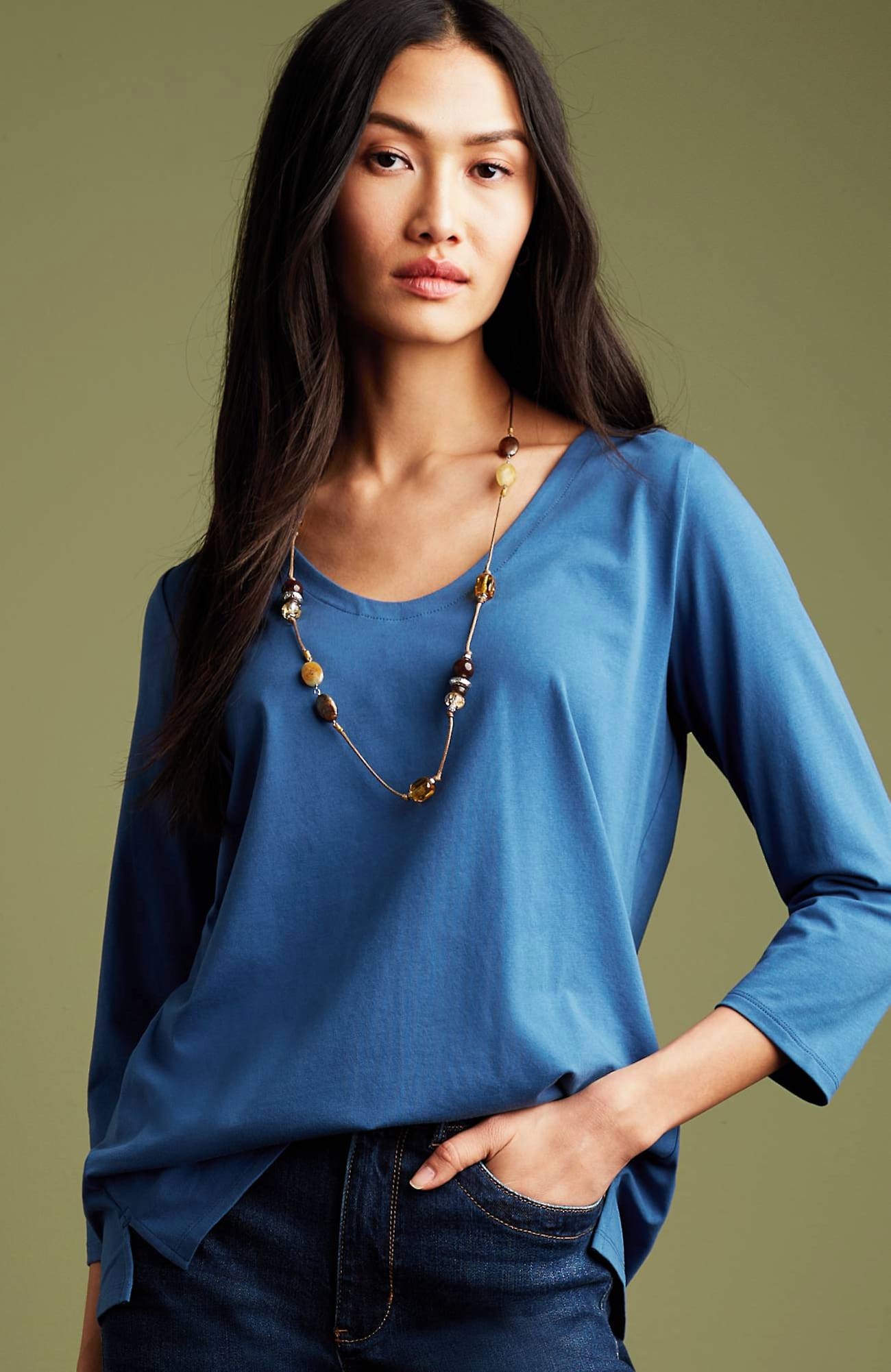 Jjill J.jill Essential Forwardseam Tee In Pacific Blue ModeSens