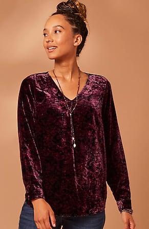 Image for Velvet Paisley-Printed Top