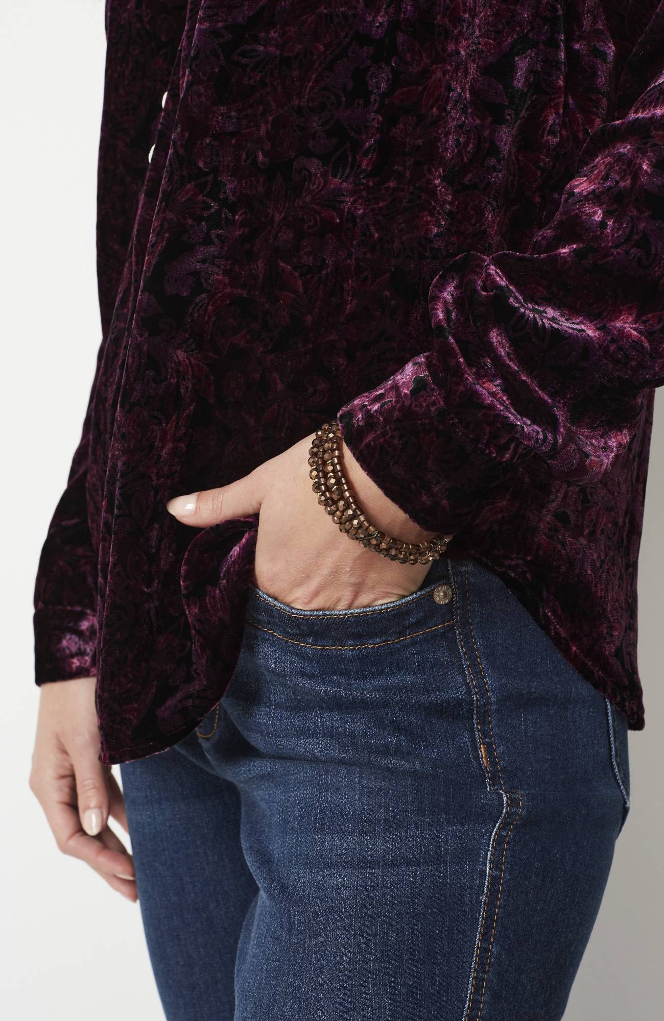 Velvet Paisley-Printed Top