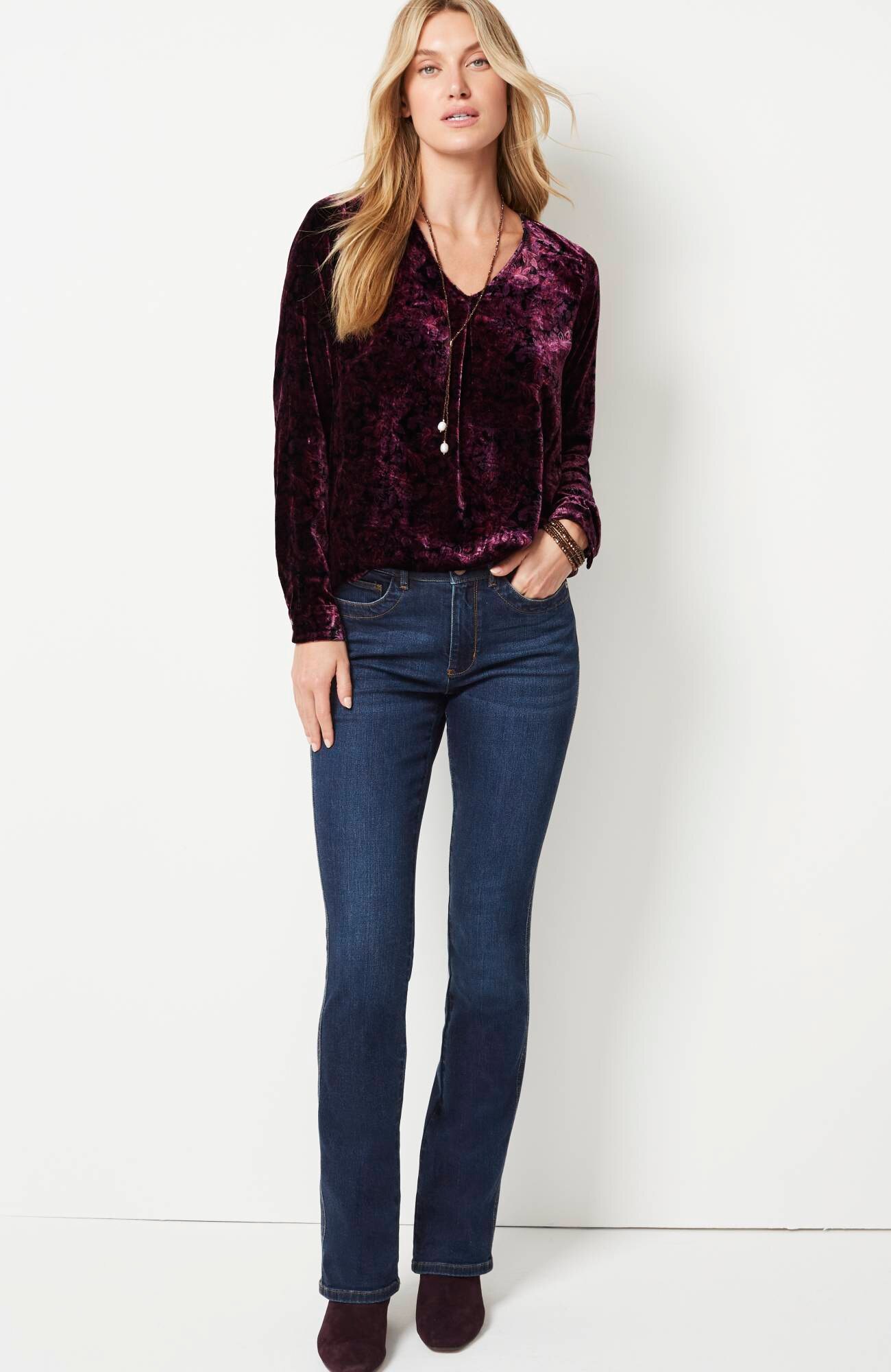 Velvet Paisley-Printed Top