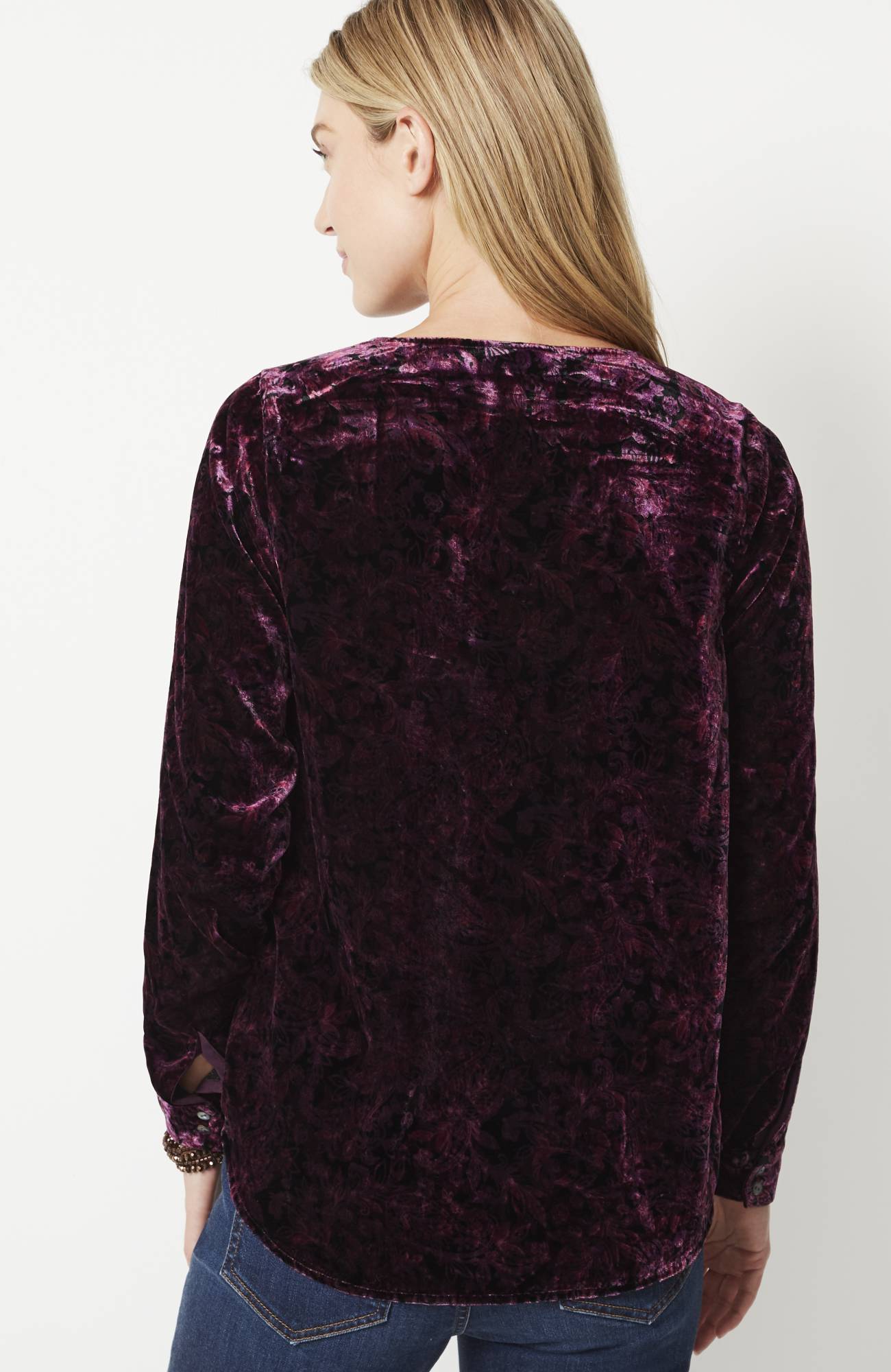 Velvet Paisley-Printed Top