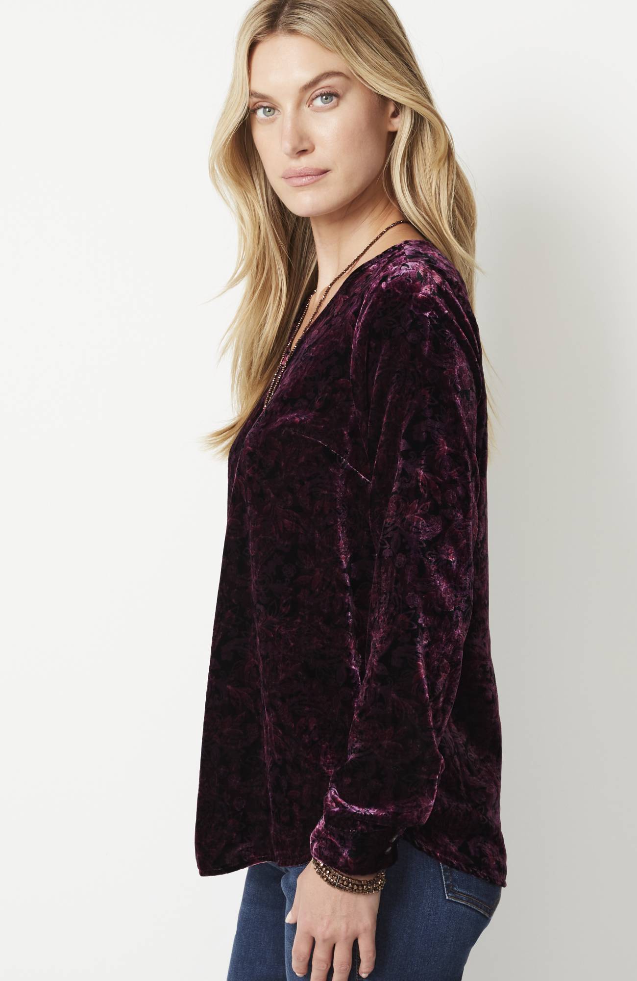 Velvet Paisley-Printed Top