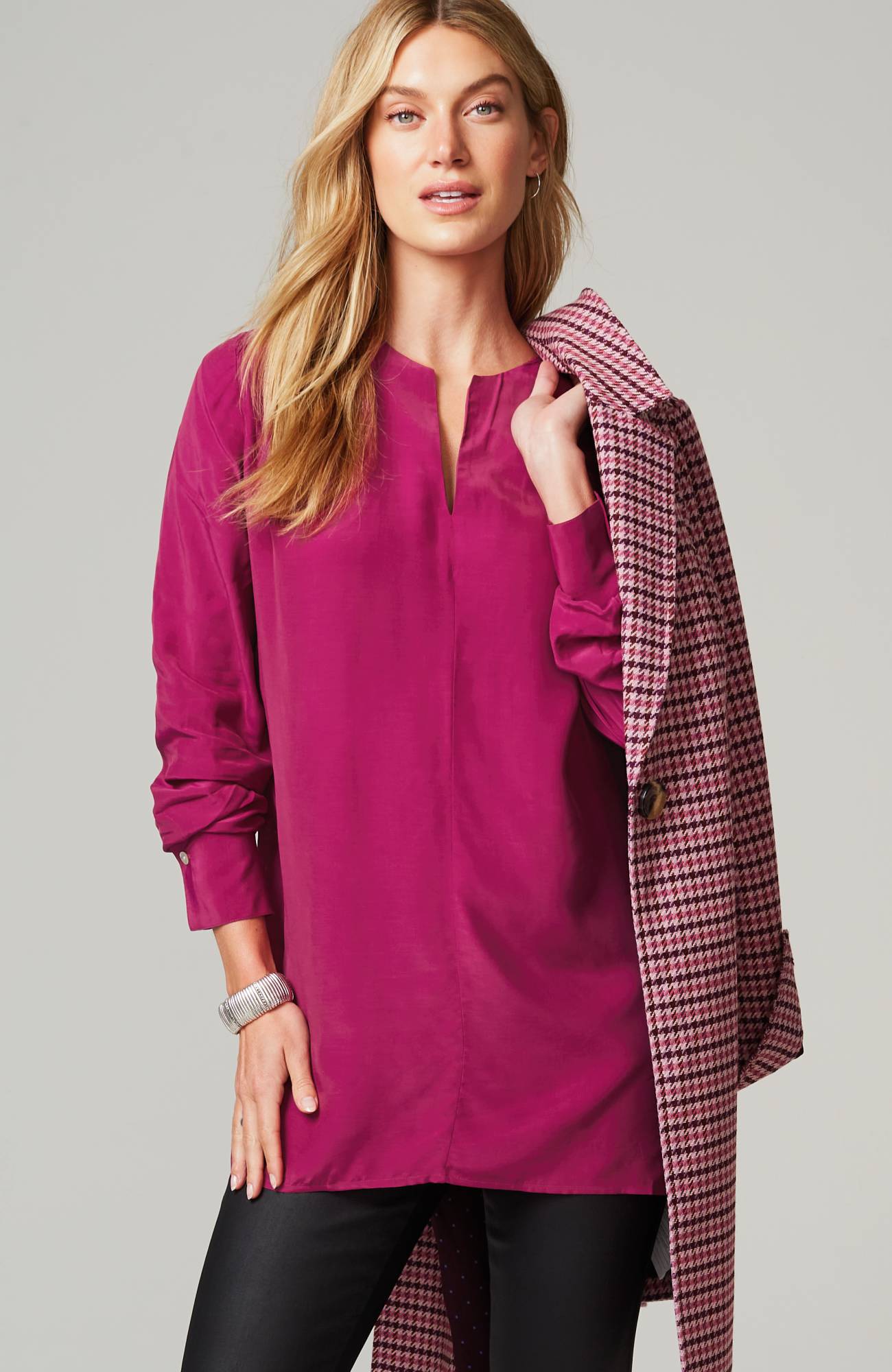 Smocked Split-Neck Tunic | JJill