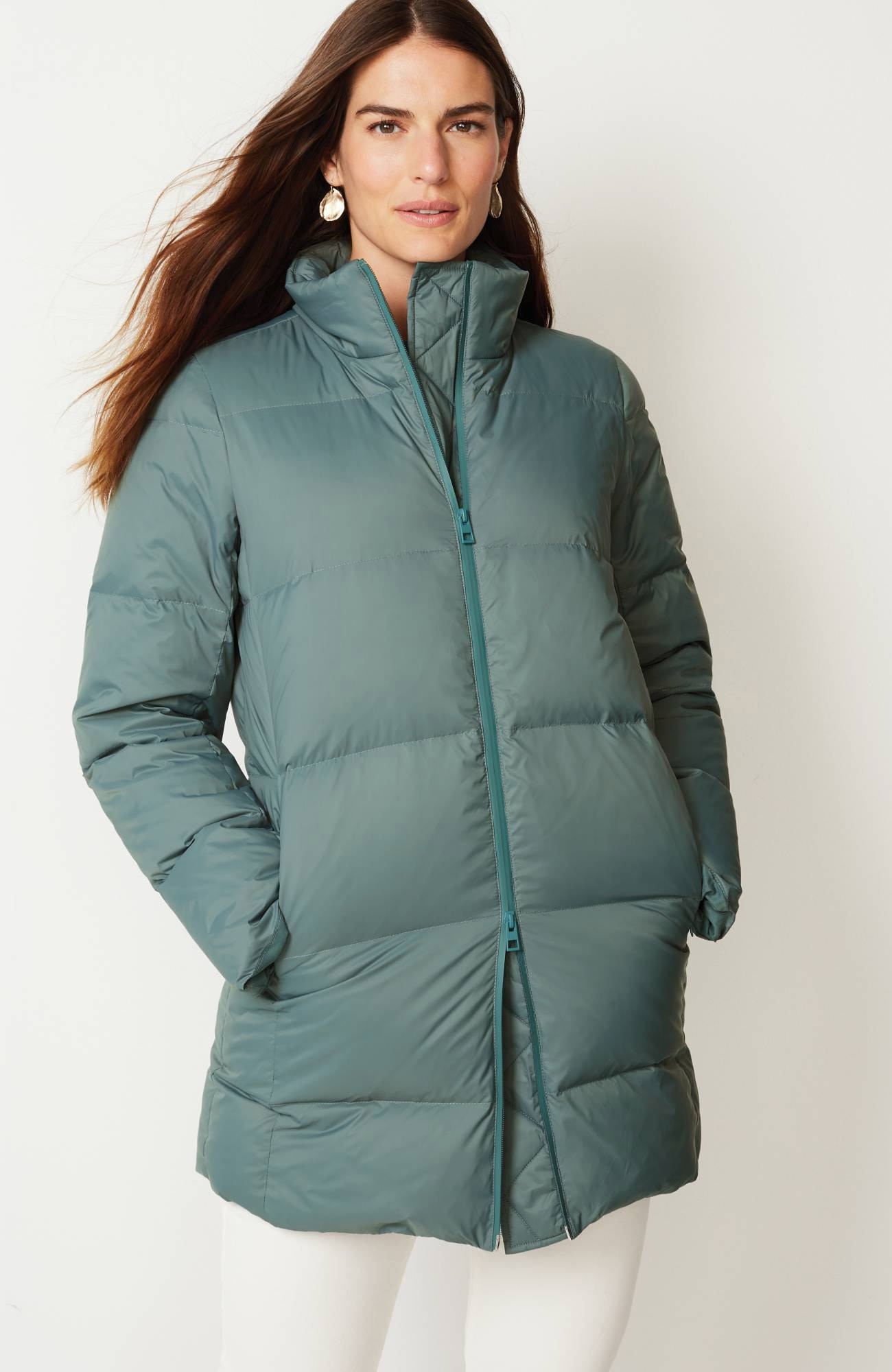 Zip-Front Down Puffer Coat