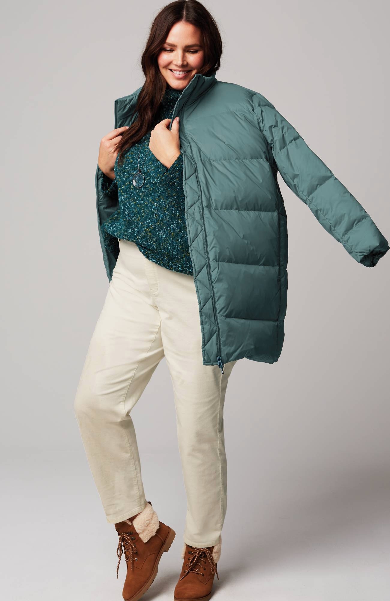 Zip-Front Down Puffer Coat