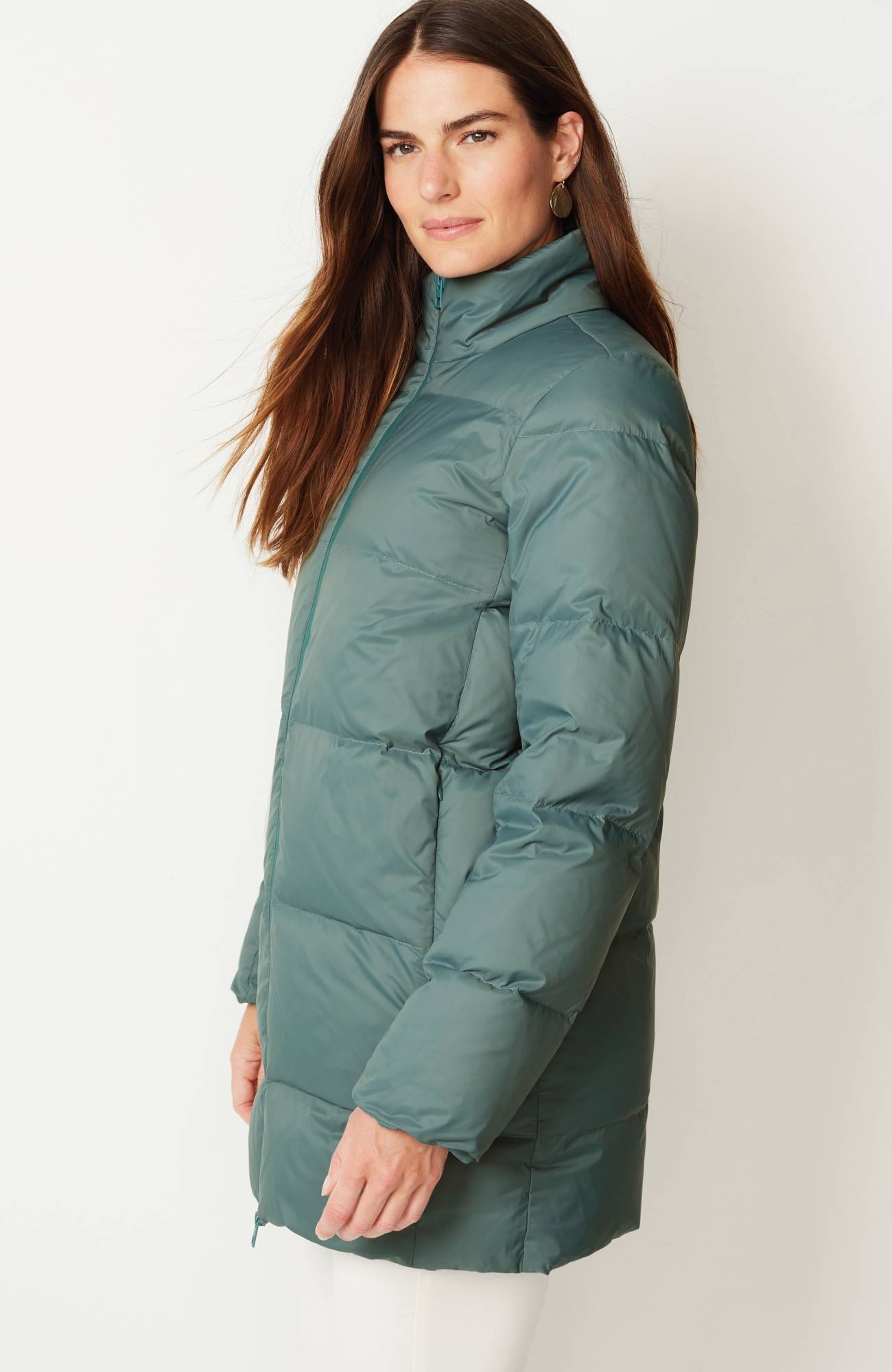 Zip-Front Down Puffer Coat