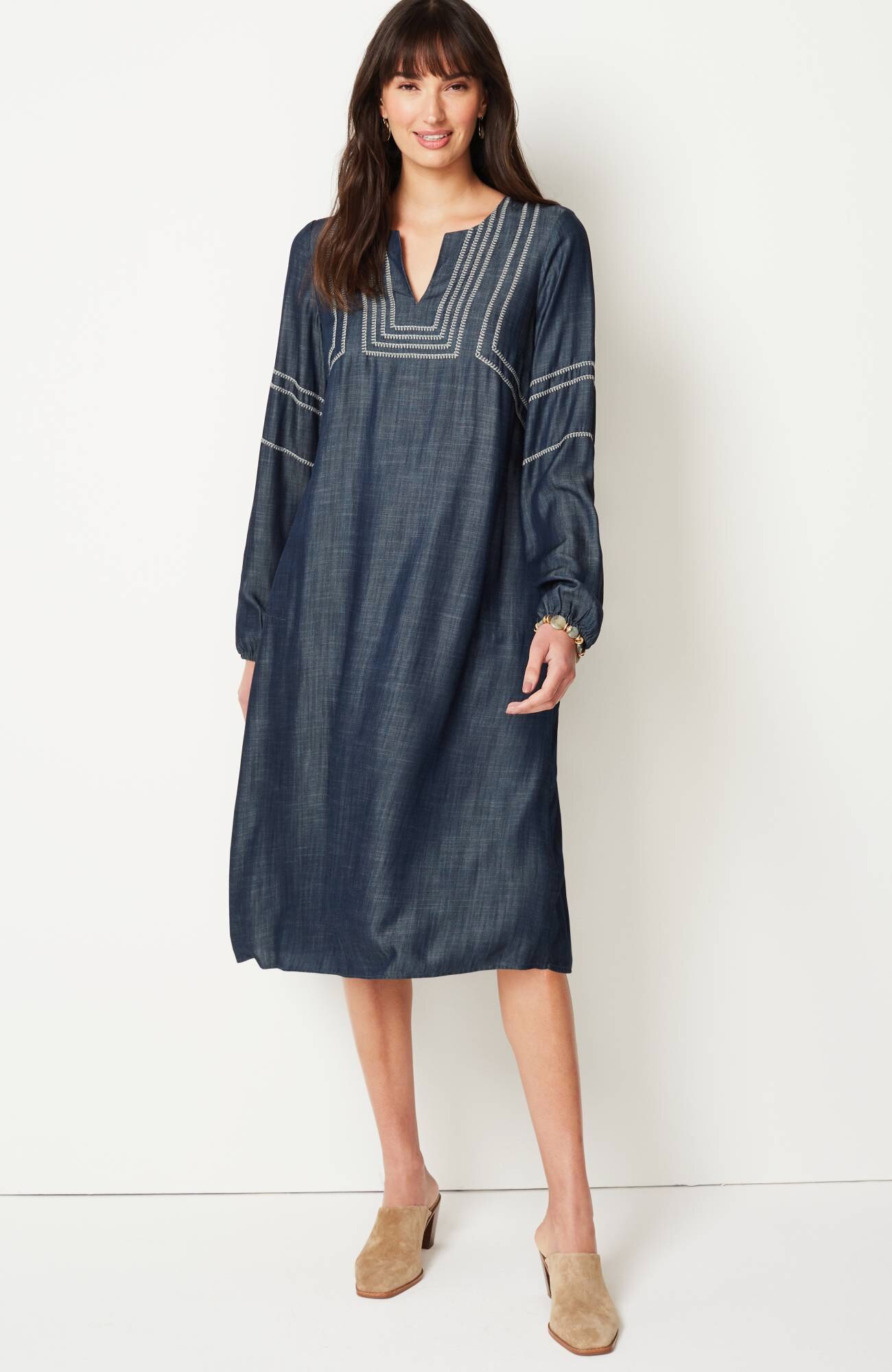 Pure Jill Whipstitched Embroidered Dress