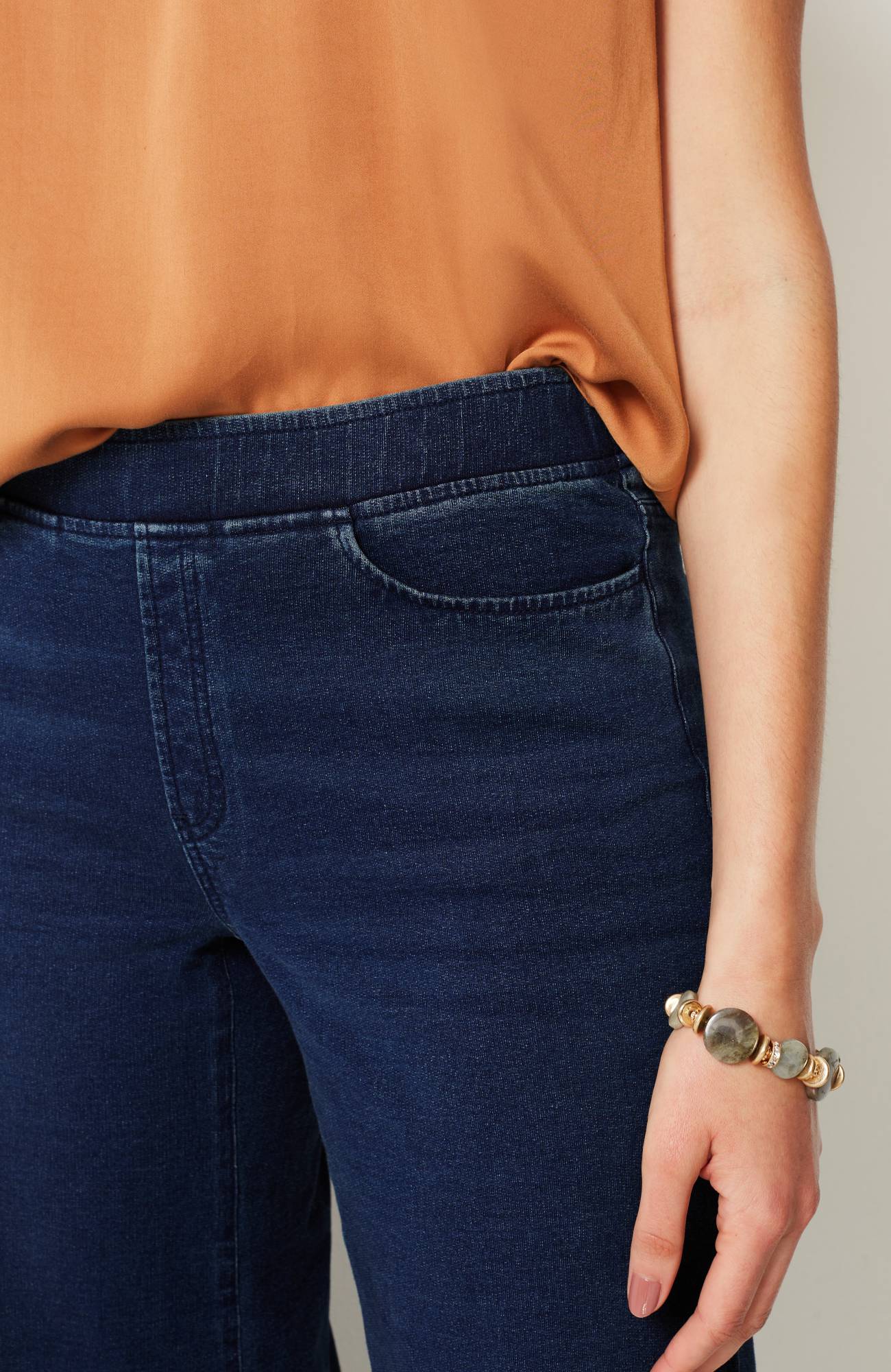 Pure Jill 5-Pocket Knit Wide-Leg Jeans