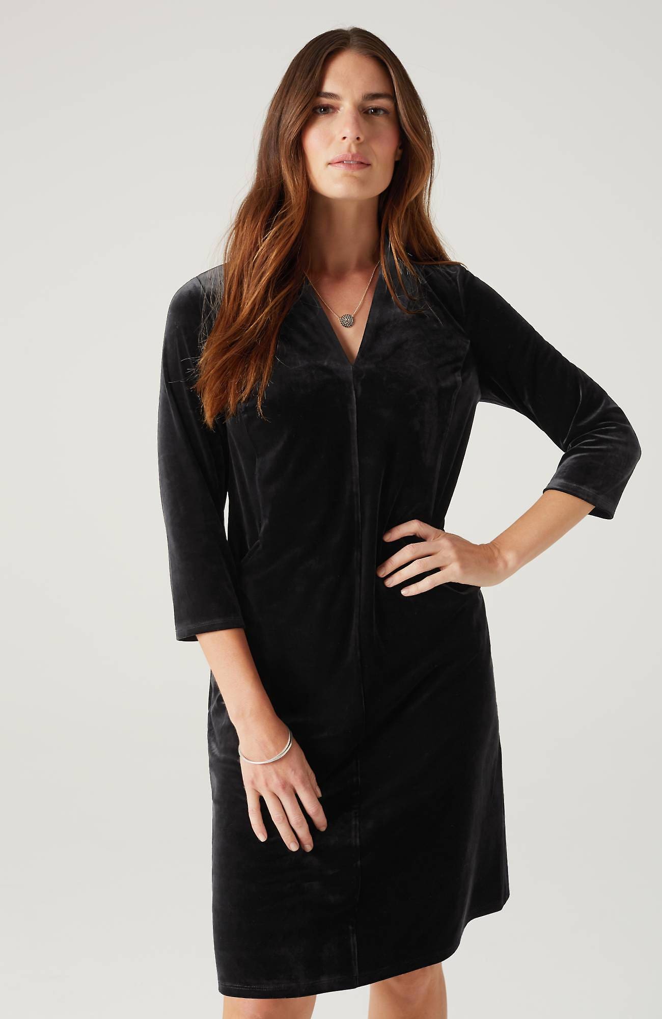 Jjill J.jill Wearever Velvet-knit Dress In Black