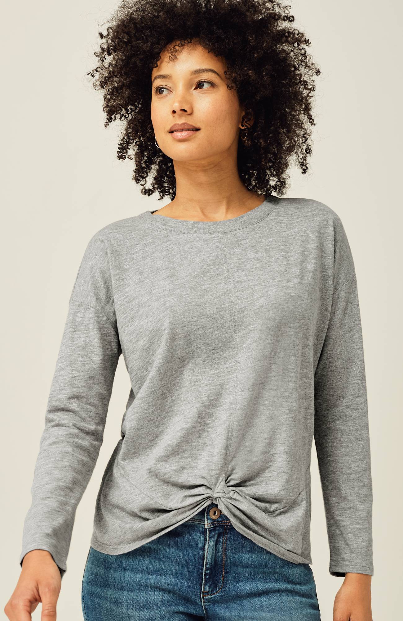 Twisted-Hem Heathered Top | JJill