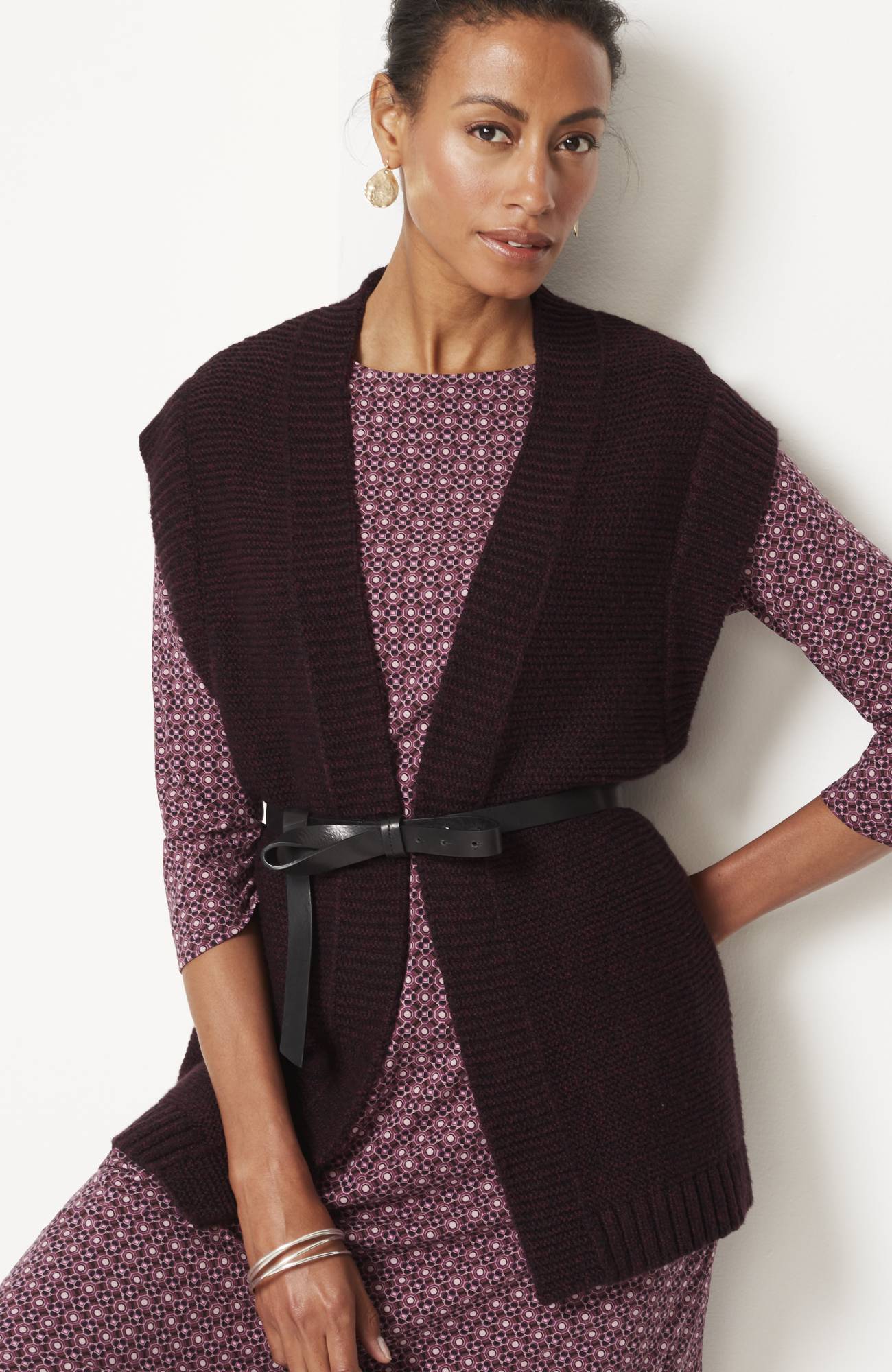 J. Jill Wearever Textured Open-Front Sweater-Vest