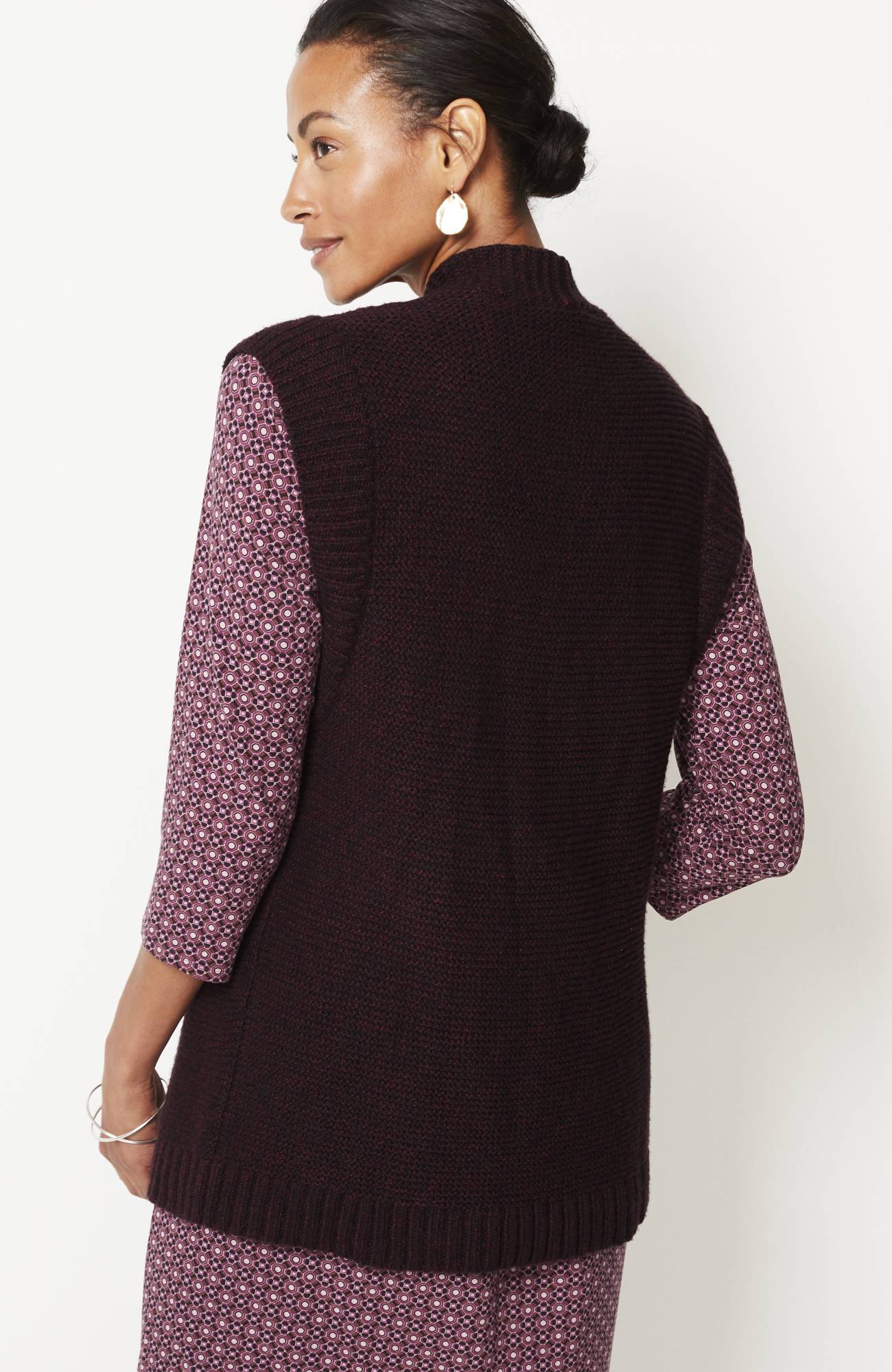 Wearever Textured Open-Front Sweater-Vest