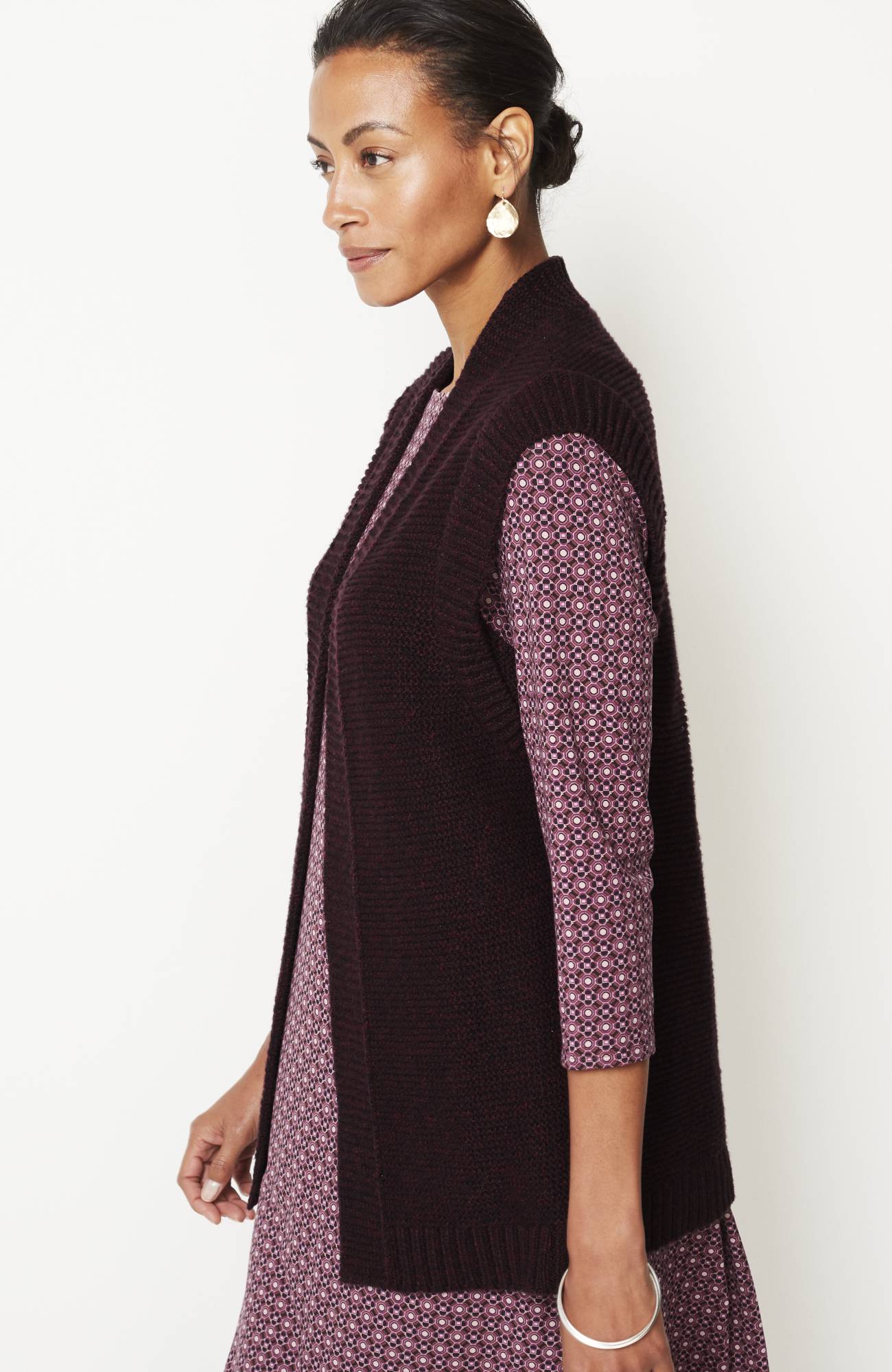 Wearever Textured Open-Front Sweater-Vest