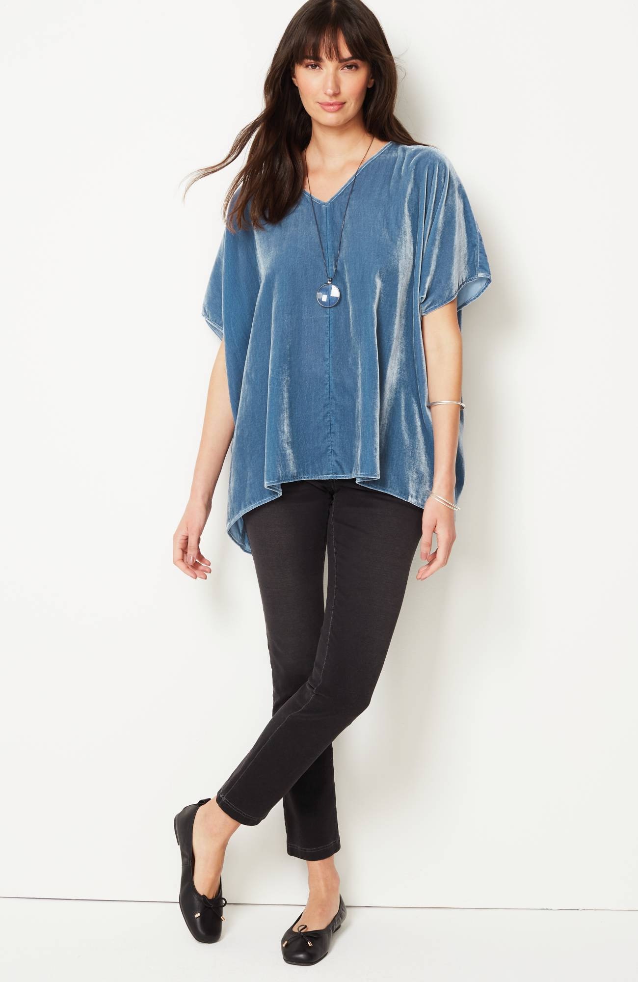pure jill velvet seamed draped top