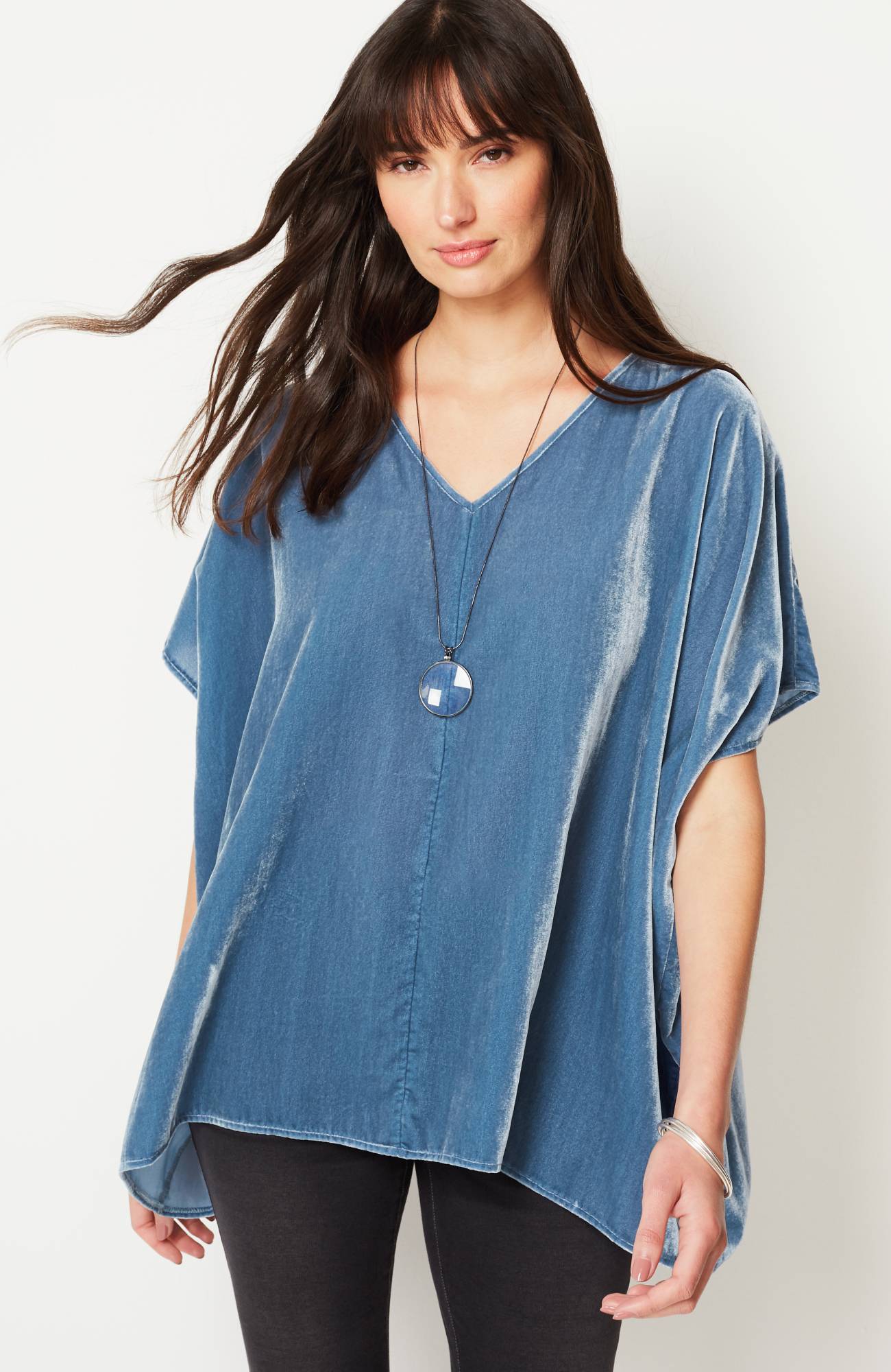 pure jill velvet seamed draped top