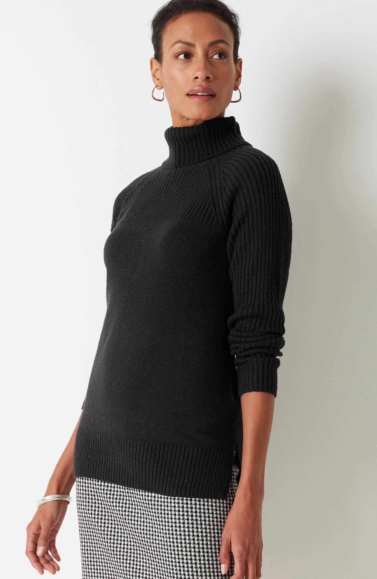 Pure Jill Textured Funnel-Neck Sweater
