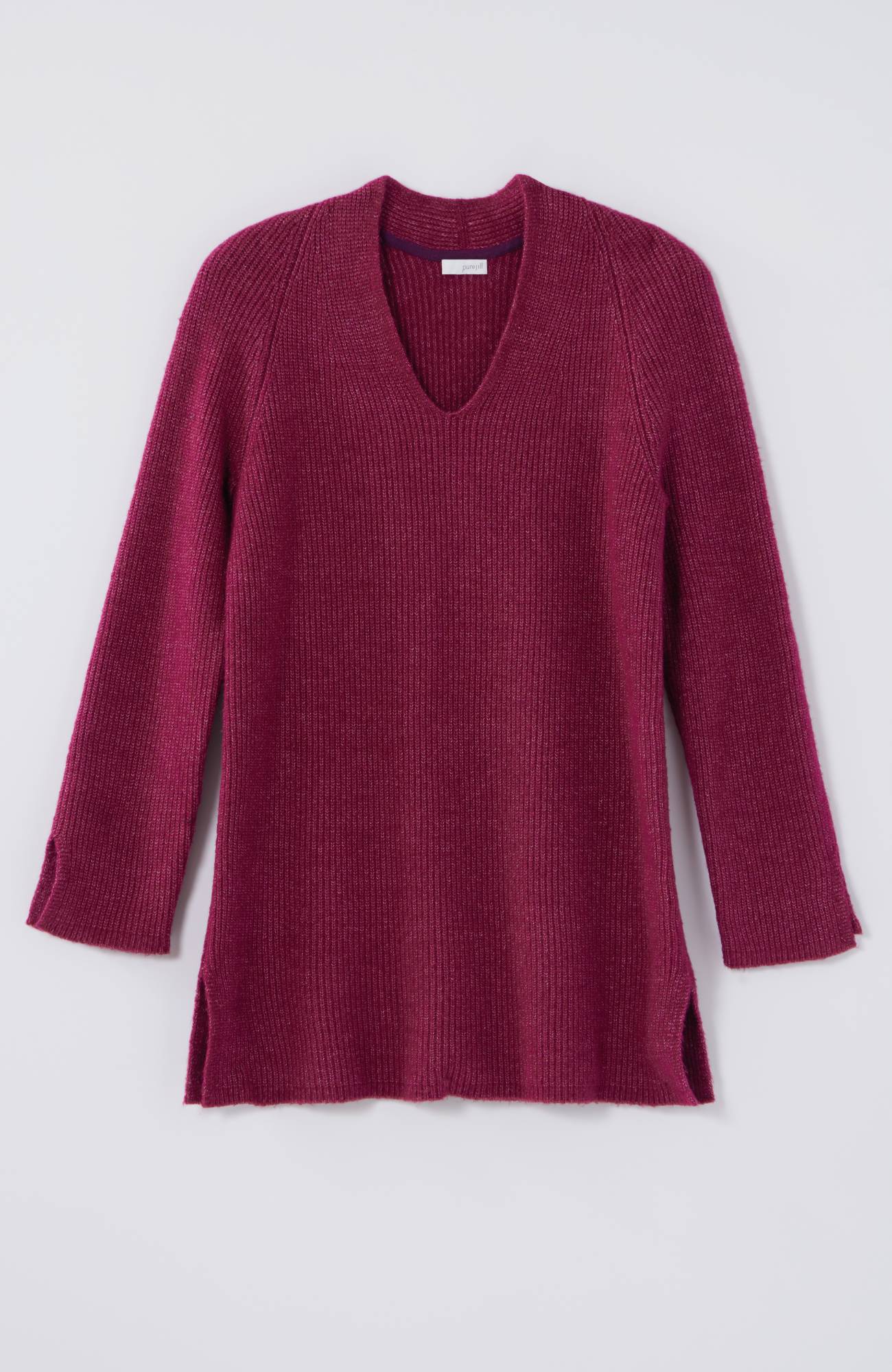Pure Jill Rib-Textured V-Neck Sweater Tunic