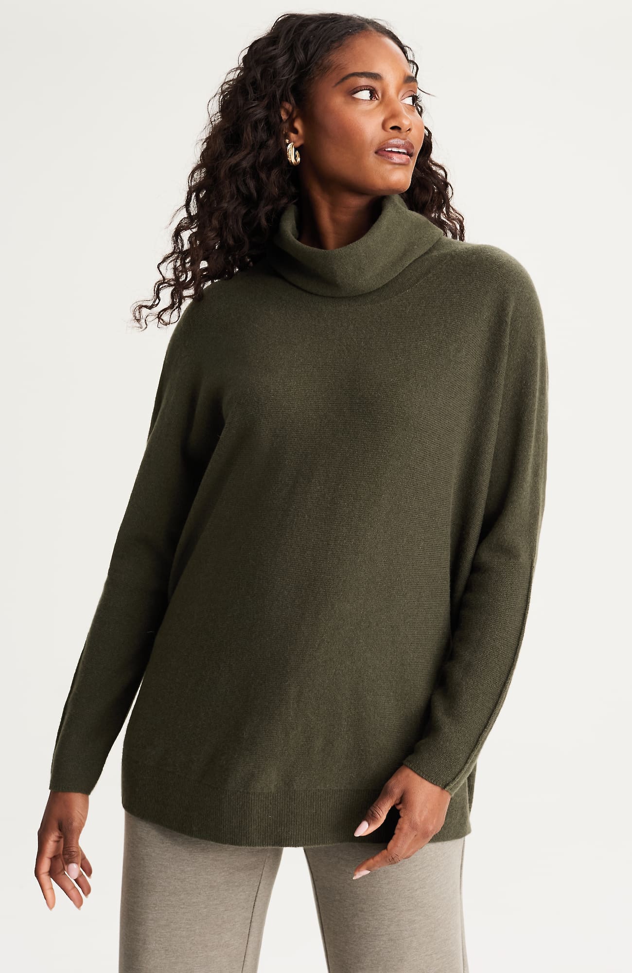 Jjill J.jill Pure Jill Scrunch-neck Recycled-cashmere Sweater In Green