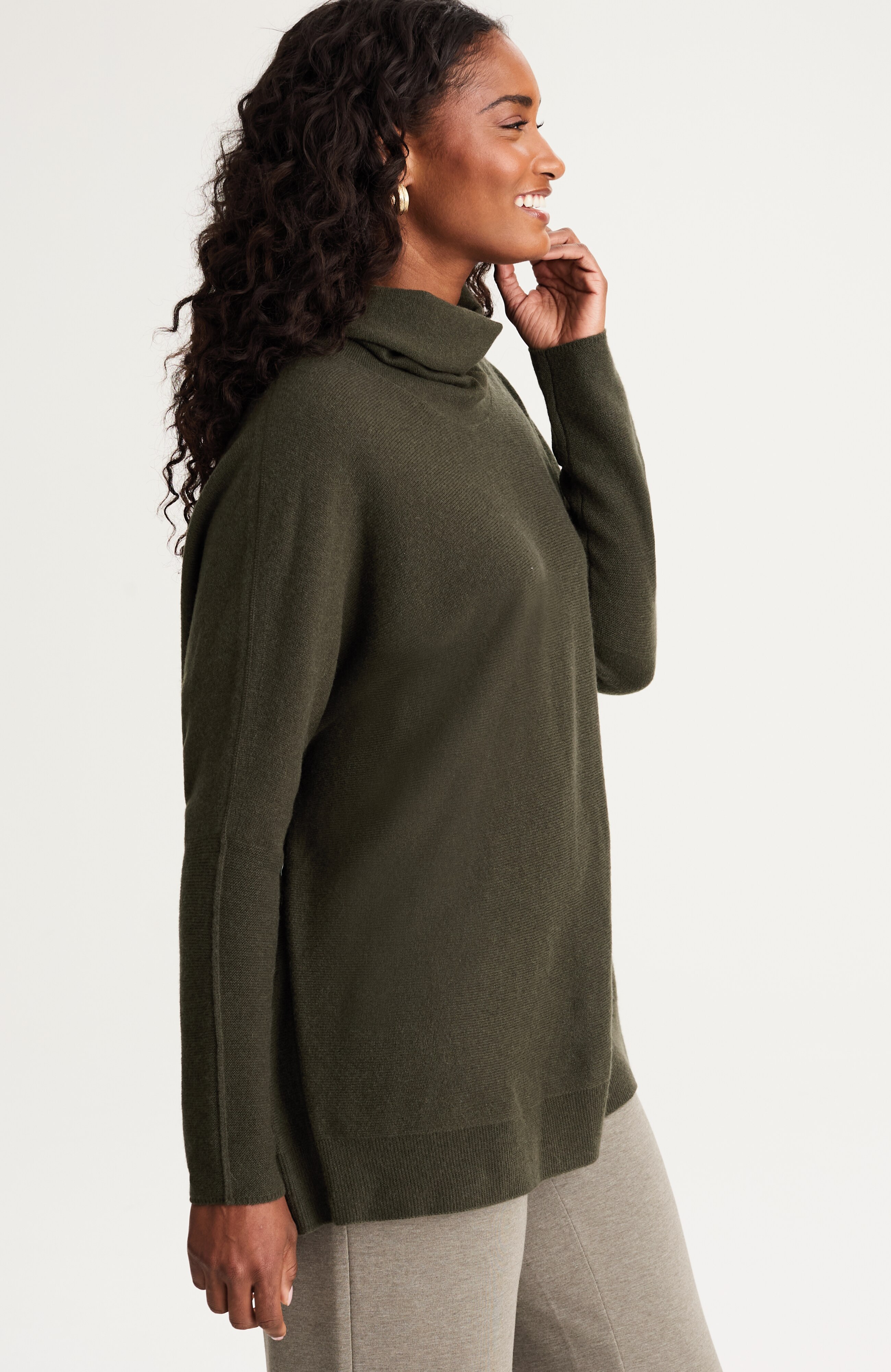 pure jill scrunch-neck recycled-cashmere sweater