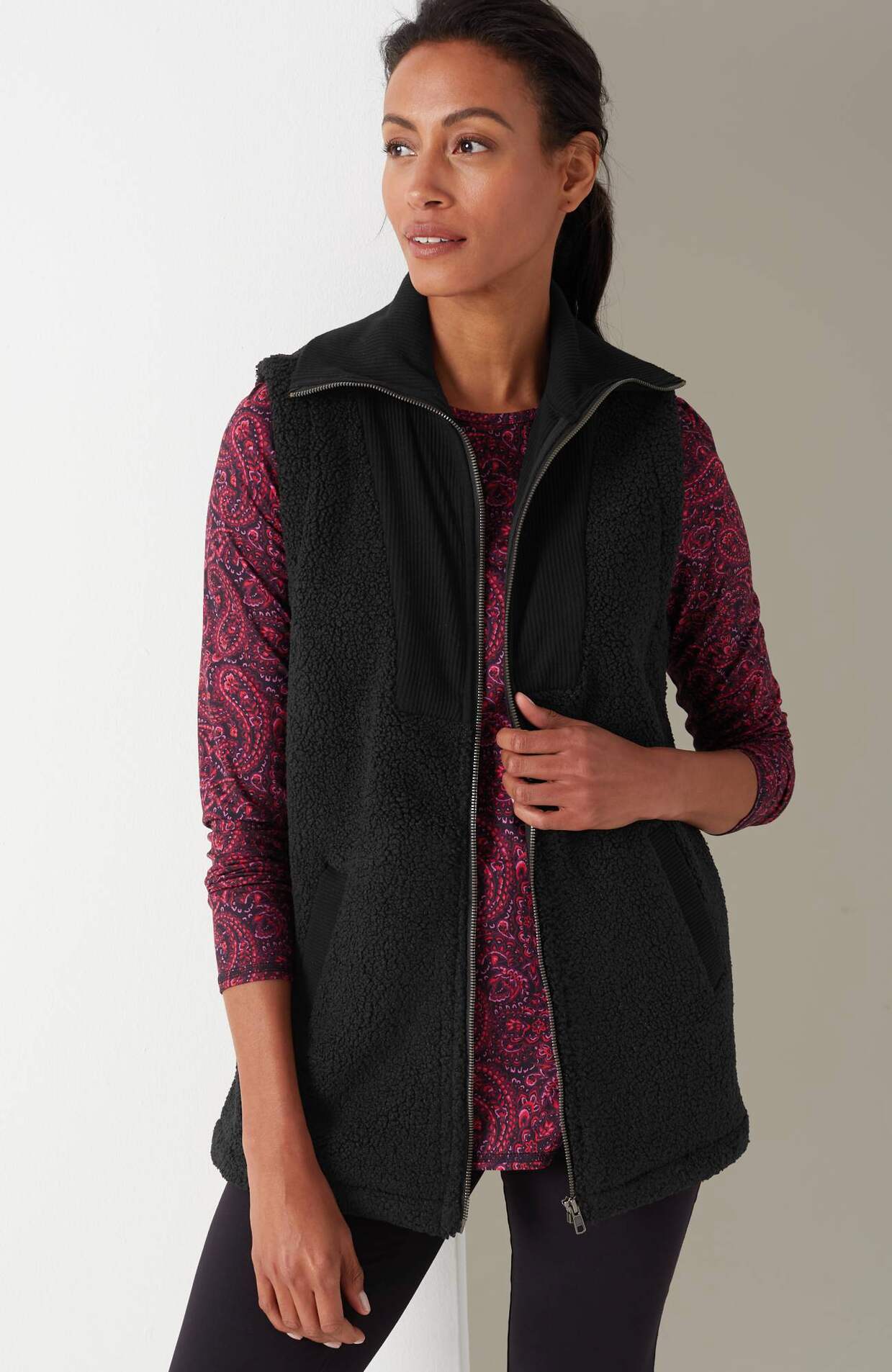 Fit Sherpa Rib-Trimmed Vest