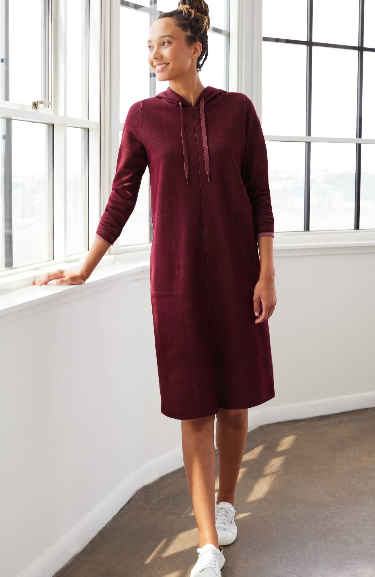 Fit Double-Knit Hooded Dress