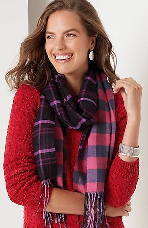 Image for Double-Face Reversible Plaid Mix Scarf