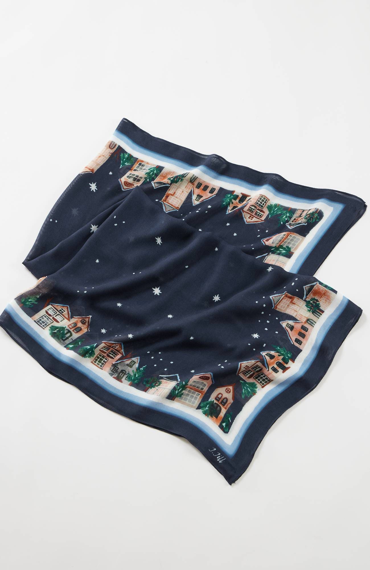 Jjill J.jill Compassion Fund It-takes-a-village Scarf In Navy Blue Multi