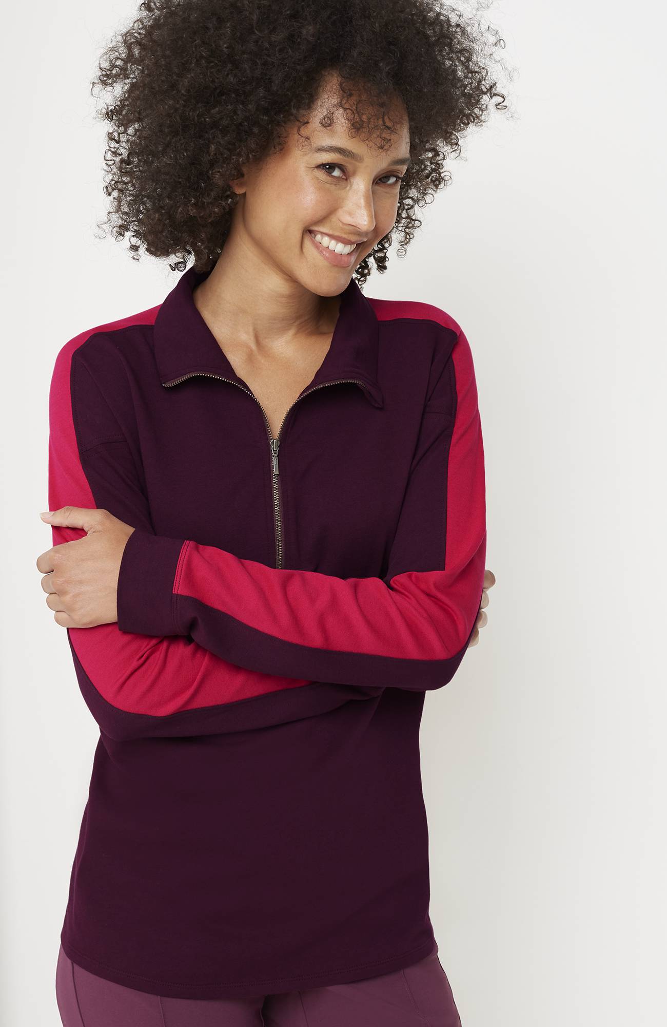 Fit Half-Zip Color-Block Sweatshirt