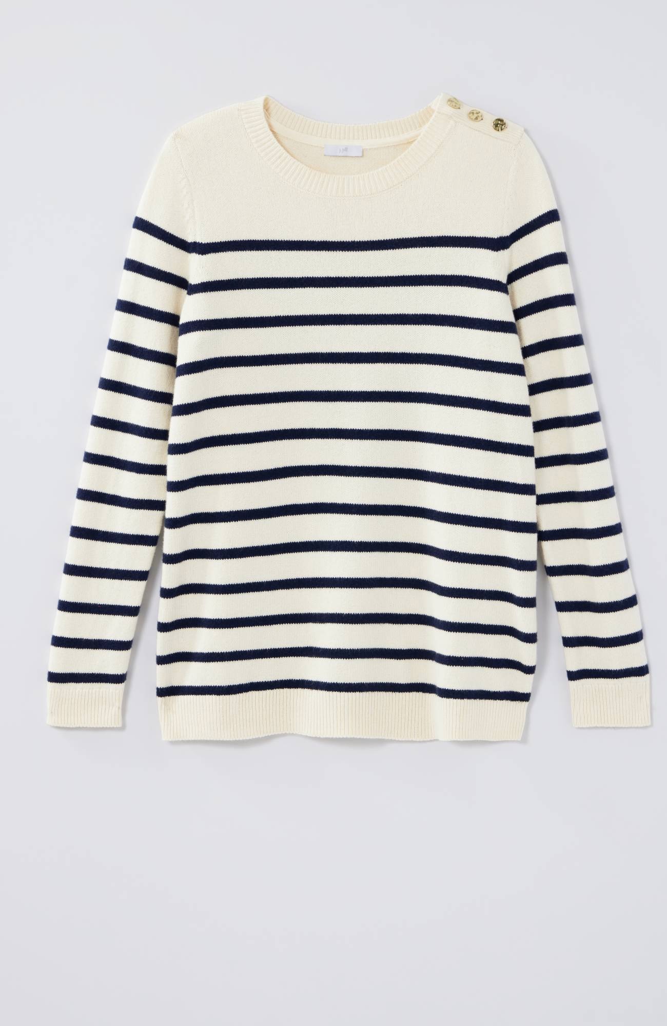 Buttoned-Shoulder Pullover Sweater