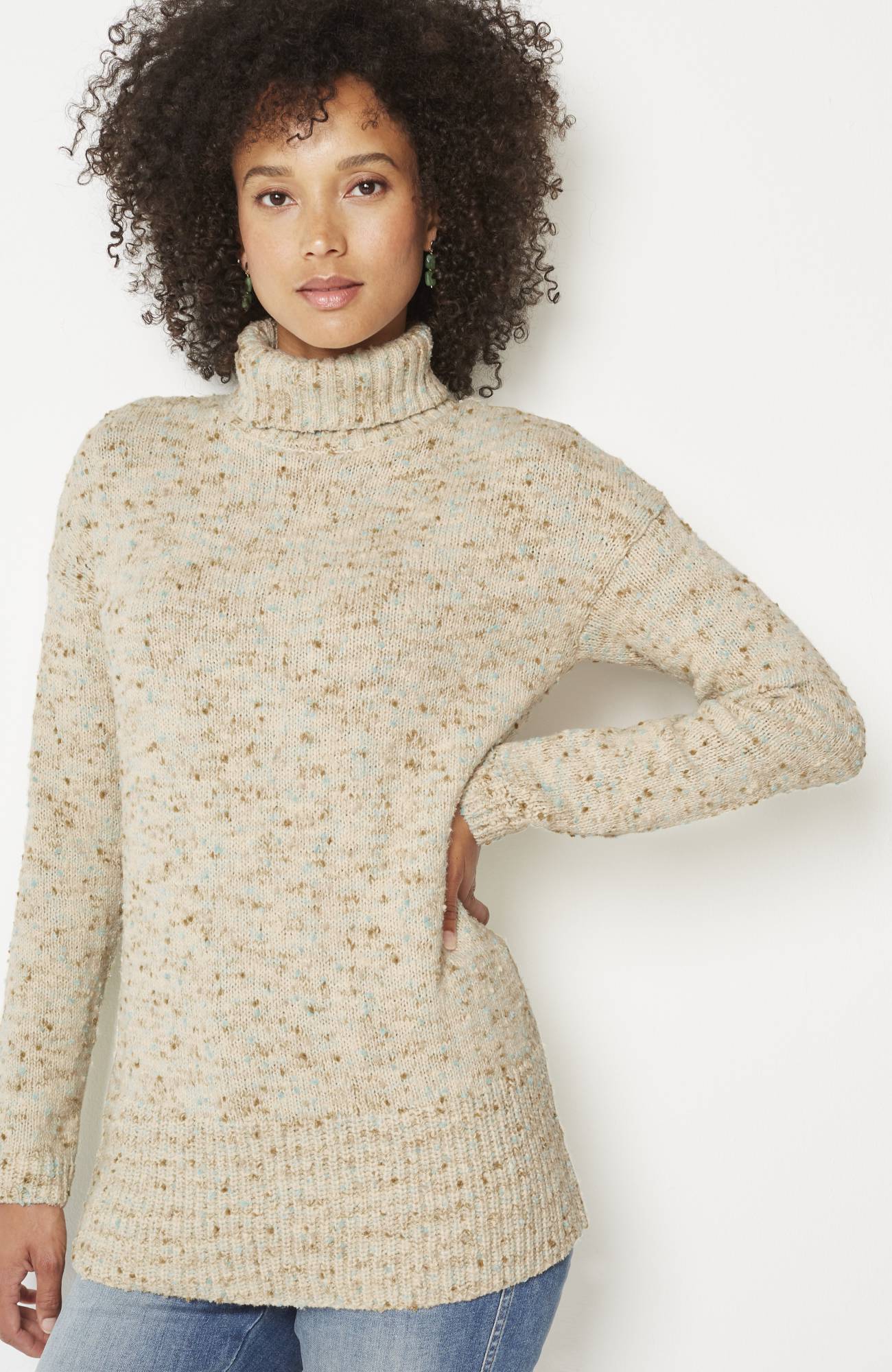 Multi-Tweed Turtleneck Sweater