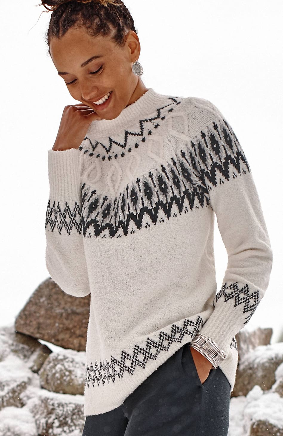 J. Jill, Sweaters, J Jill Fair Isle Style Ombre Textured Knit Sweater