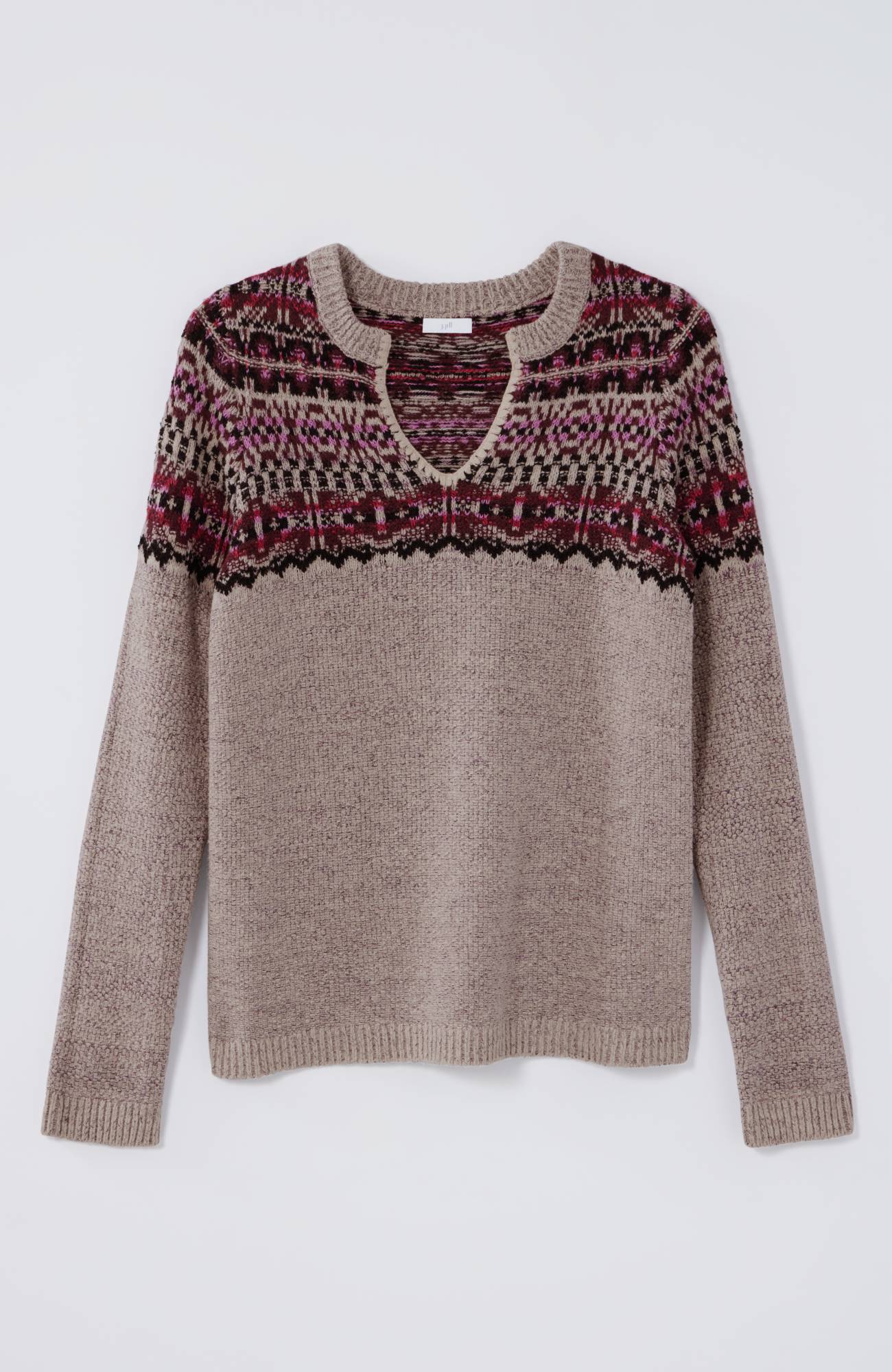 Fair Isle Split-Neck Sweater