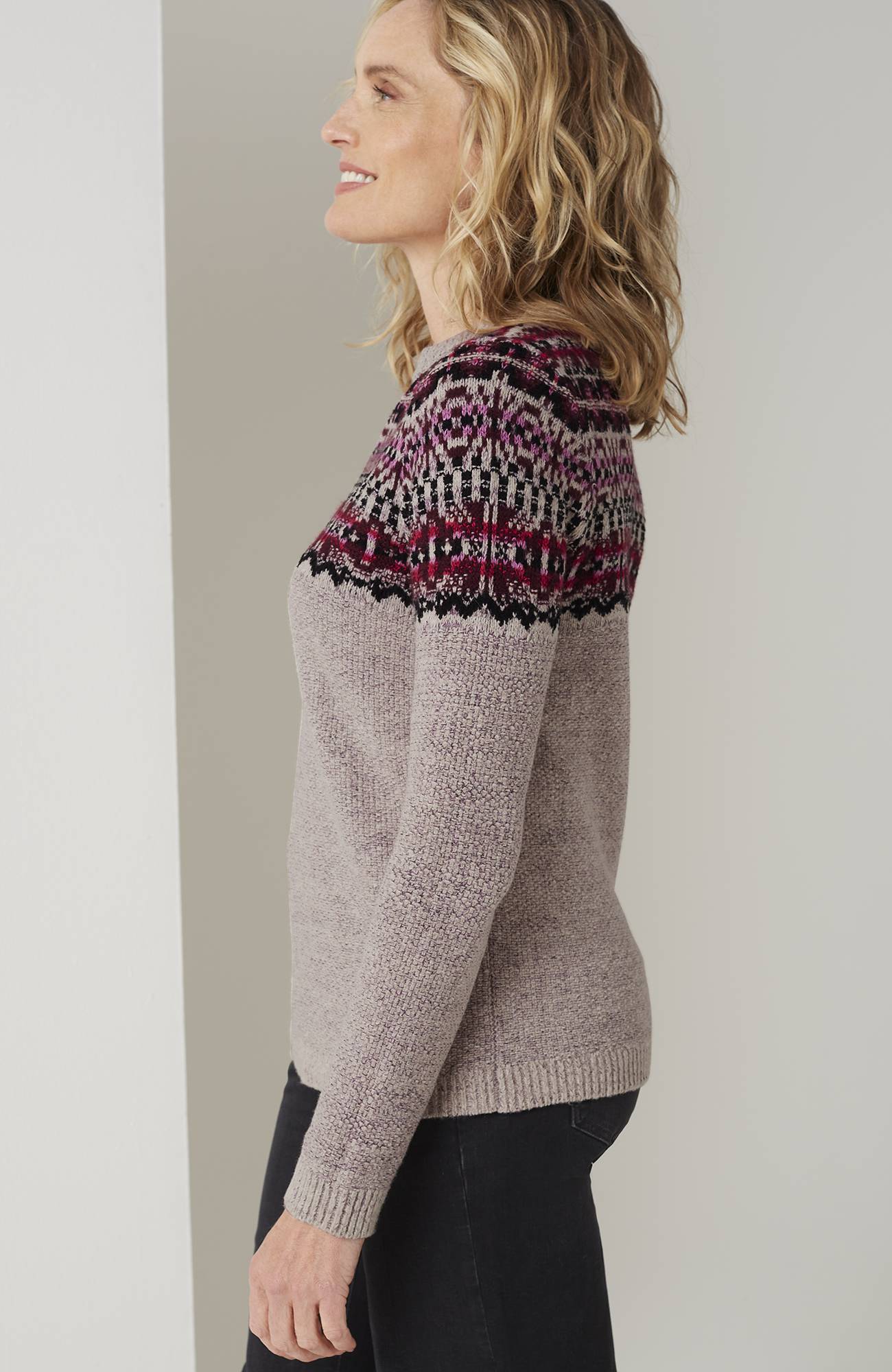 Fair Isle Split-Neck Sweater