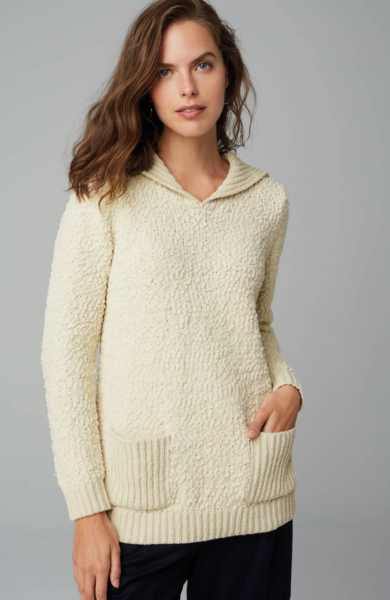 Jjill J.jill Mixed-textures Collared Sweater In Barley