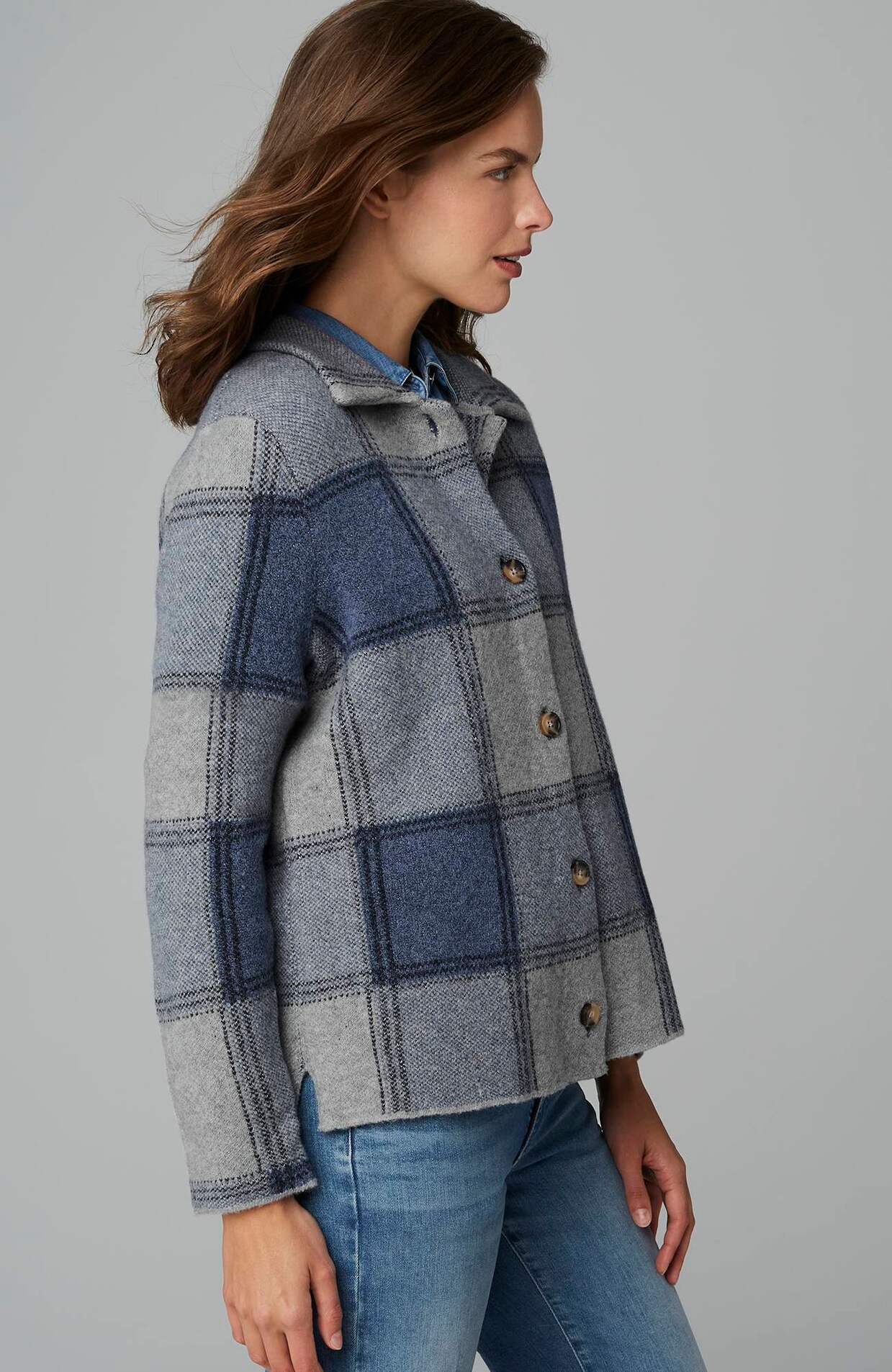 Plaid Button-Front Sweater