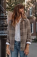 plaid button-front sweater