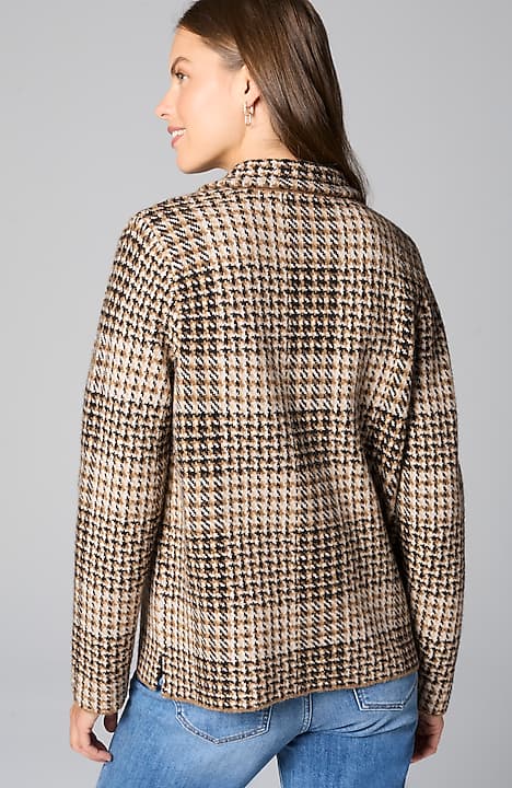 plaid button-front sweater