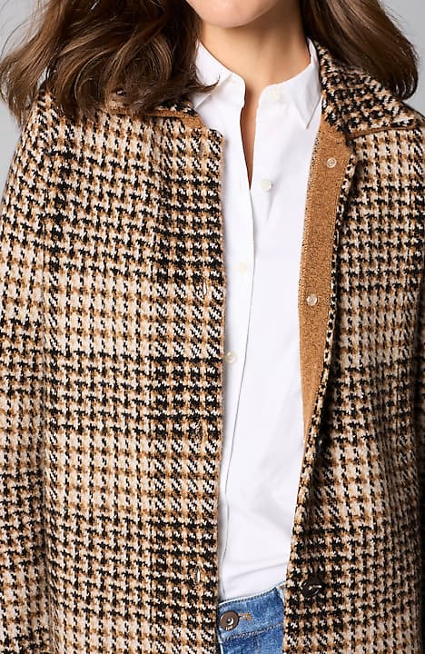 plaid button-front sweater